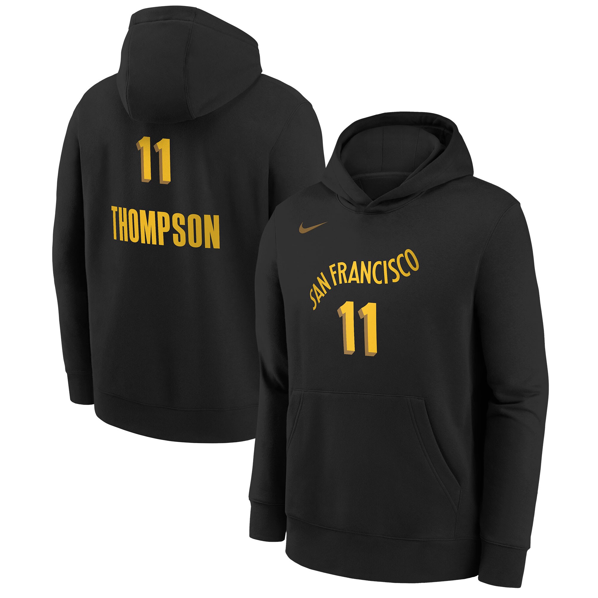 Youth Golden State Warriors Klay Thompson  Black 2023/24 City Edition Name & Number Pullover Hoodie