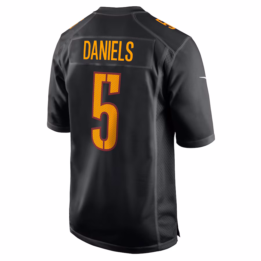 Men's Jayden Daniels Carbon #5 Black Washington Commanders Fashion Jersey
