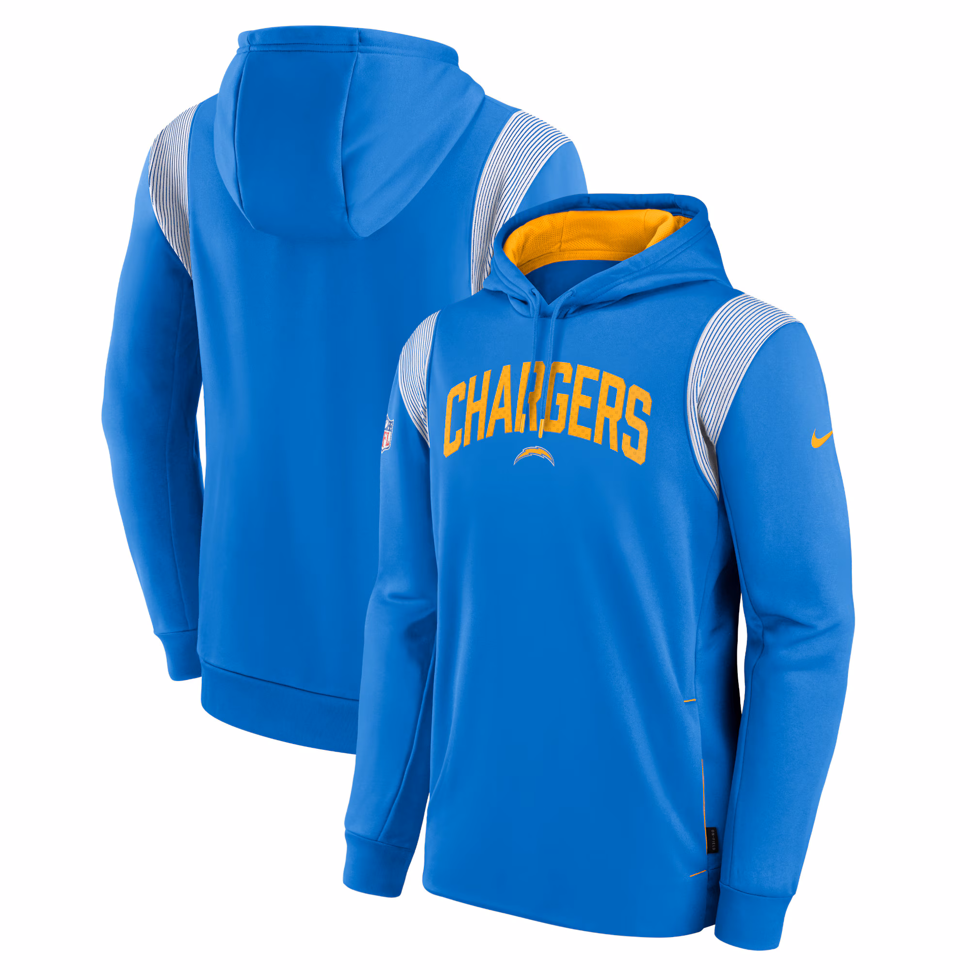 Los Angeles Chargers Sideline Athletic Stack Performance Pullover Hoodie - Powder Blue