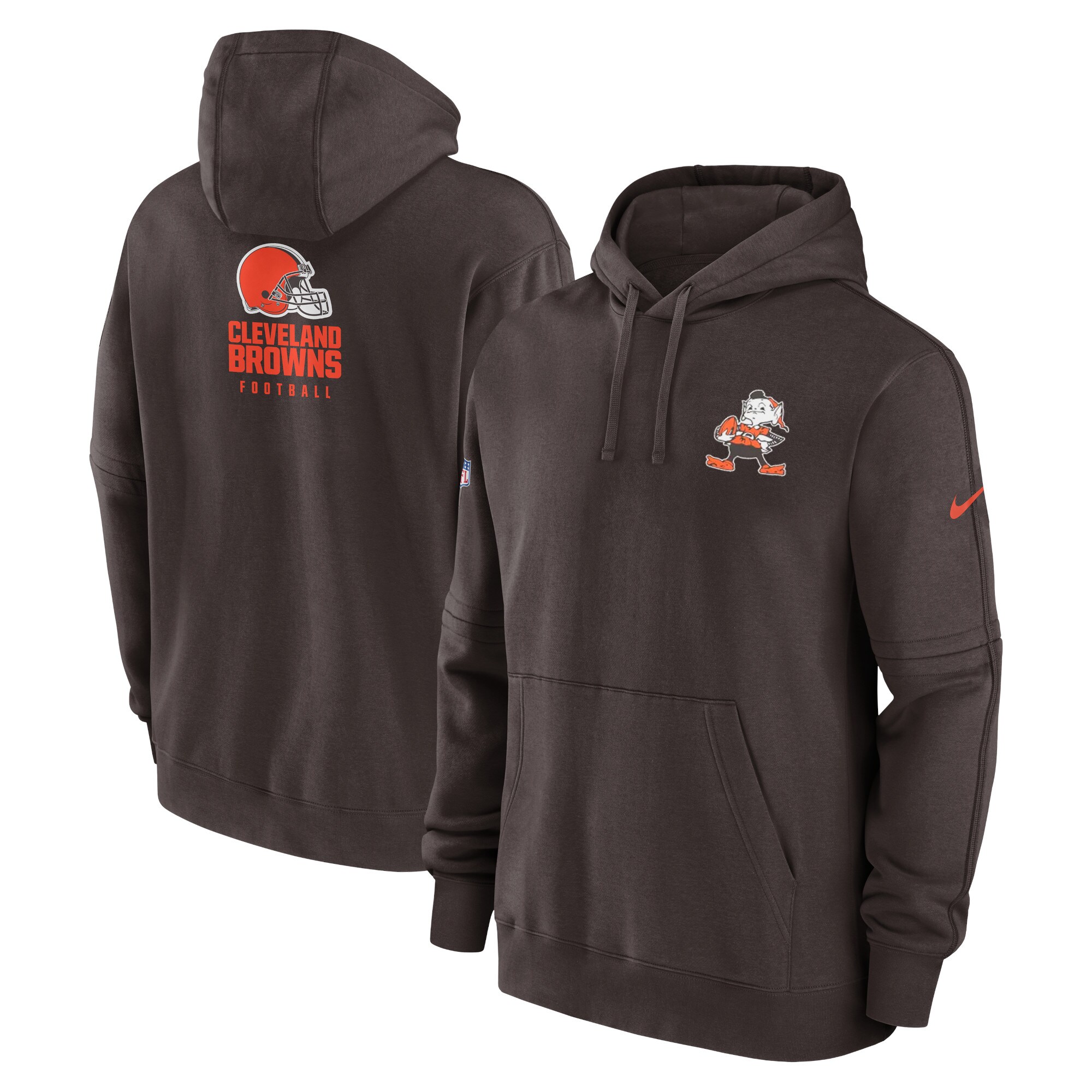 Cleveland Browns Sideline Club Fleece Pullover Hoodie - Brown
