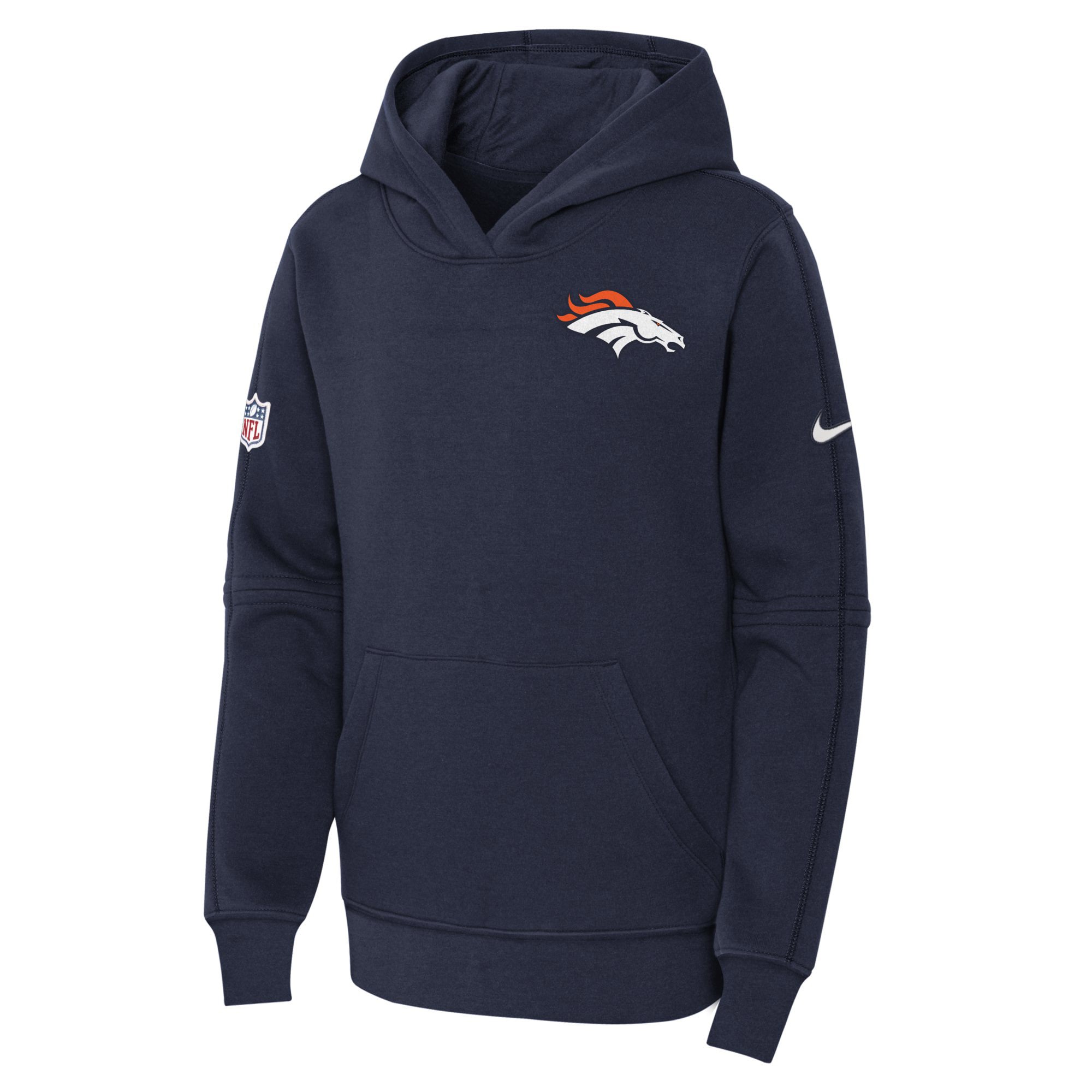 Denver Broncos  Youth 2023 Sideline Club Fleece Pullover Hoodie - Navy