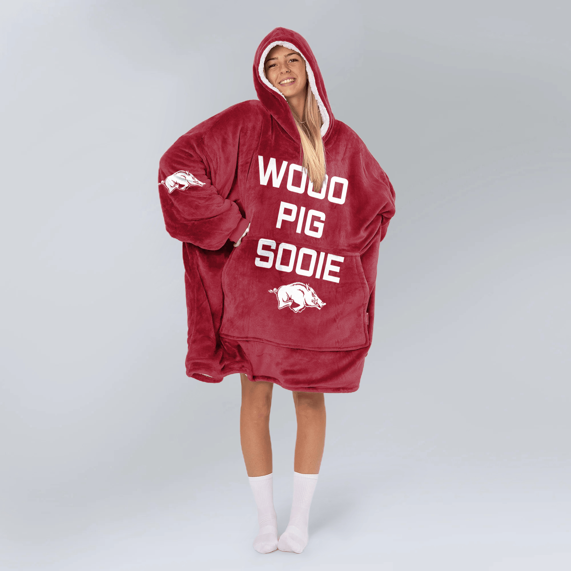Adult Arkansas Football Unisex Blanket Hoodie