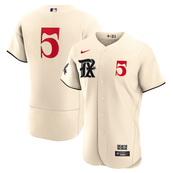 Men's Texas Rangers Corey Seager #5  Cream 2023 City Connect Flex Base Player Jersey
