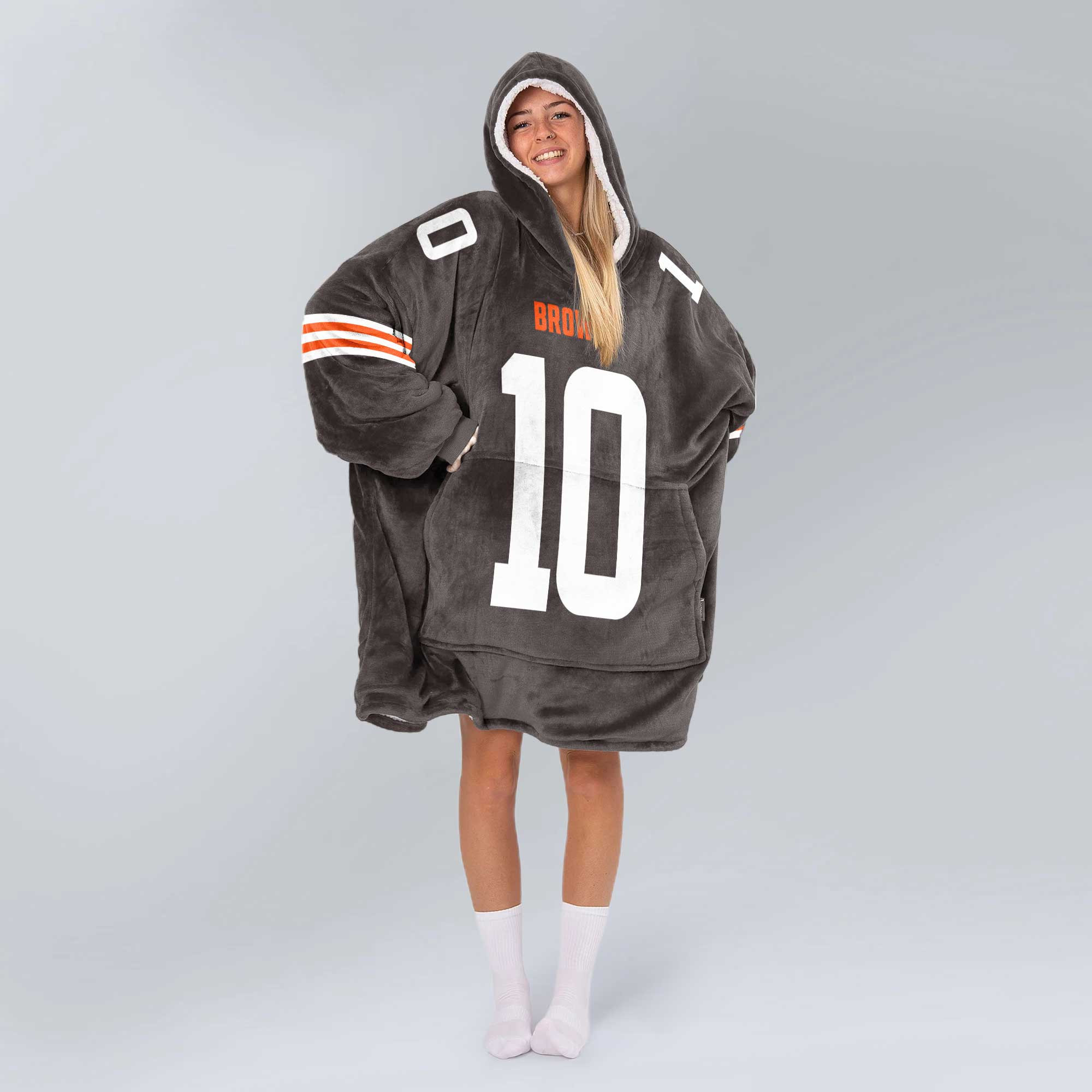 Q.J 10 Cleveland Football Unisex Blanket Hoodie