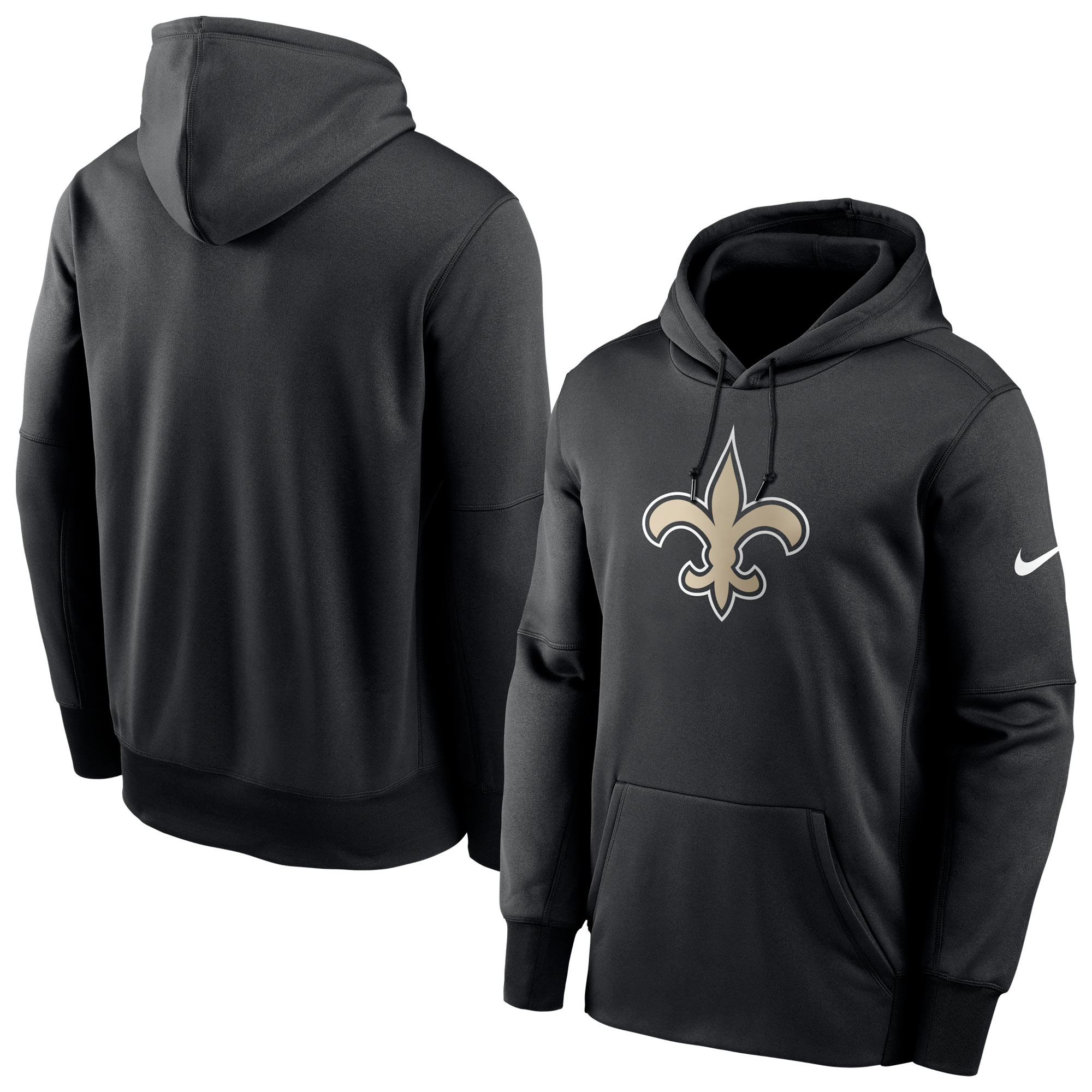 New Orleans Saints Fan Gear Primary Logo Therma Performance Pullover Hoodie - Black