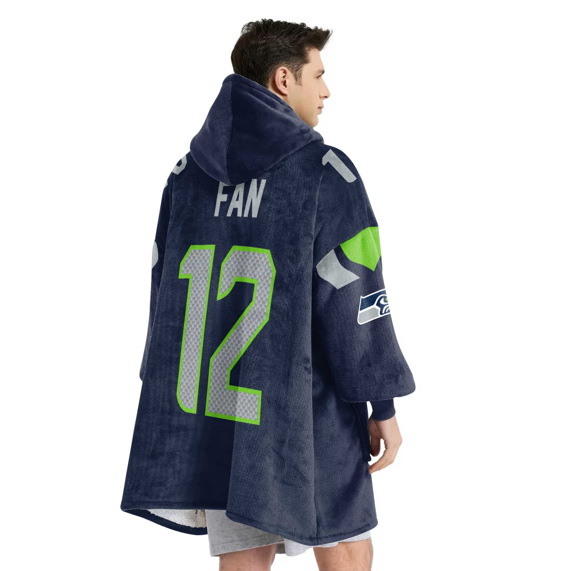 Adult 12 Seattle Football Unisex Blanket Hoodie