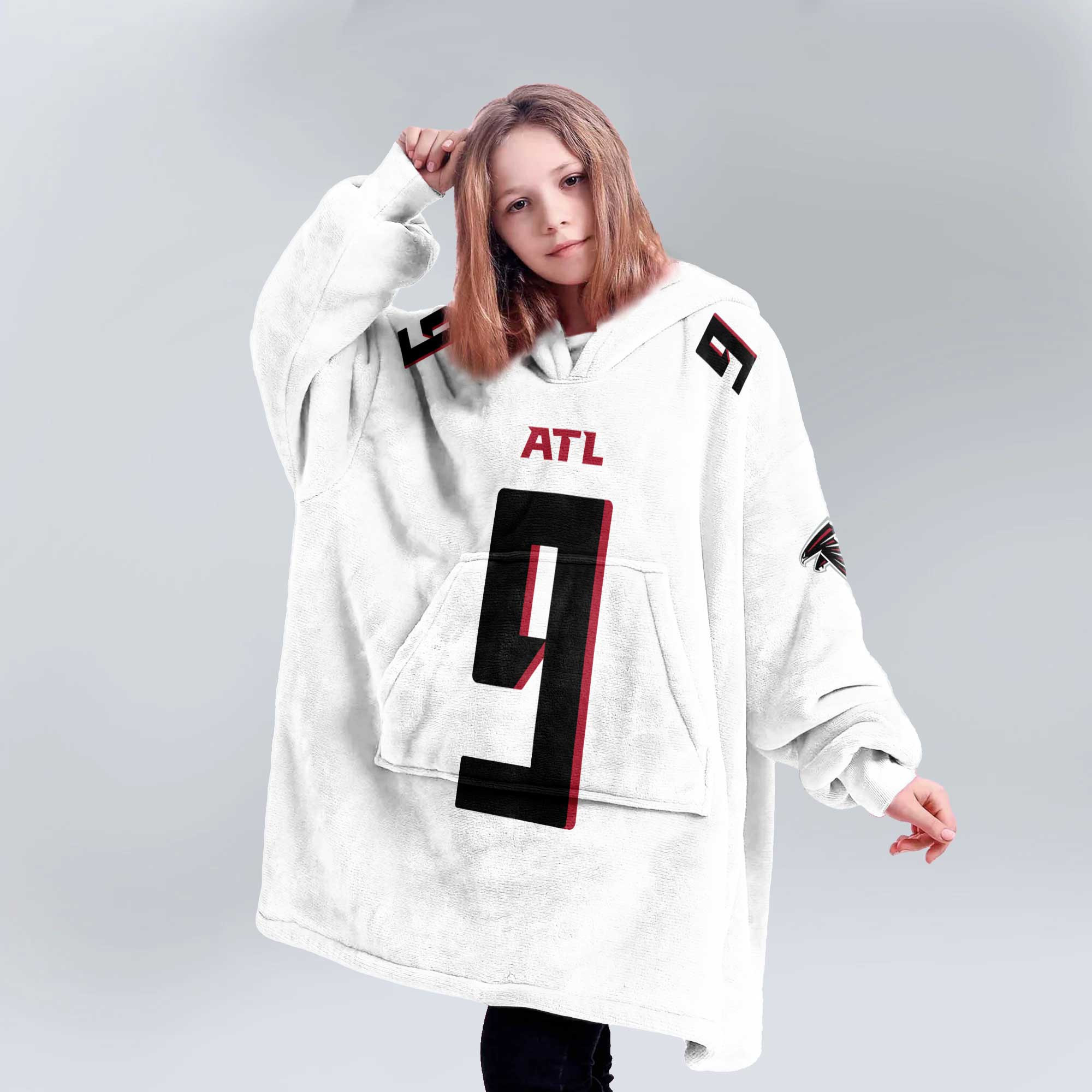 Kid 9 Atlanta Football Unisex Blanket Hoodie