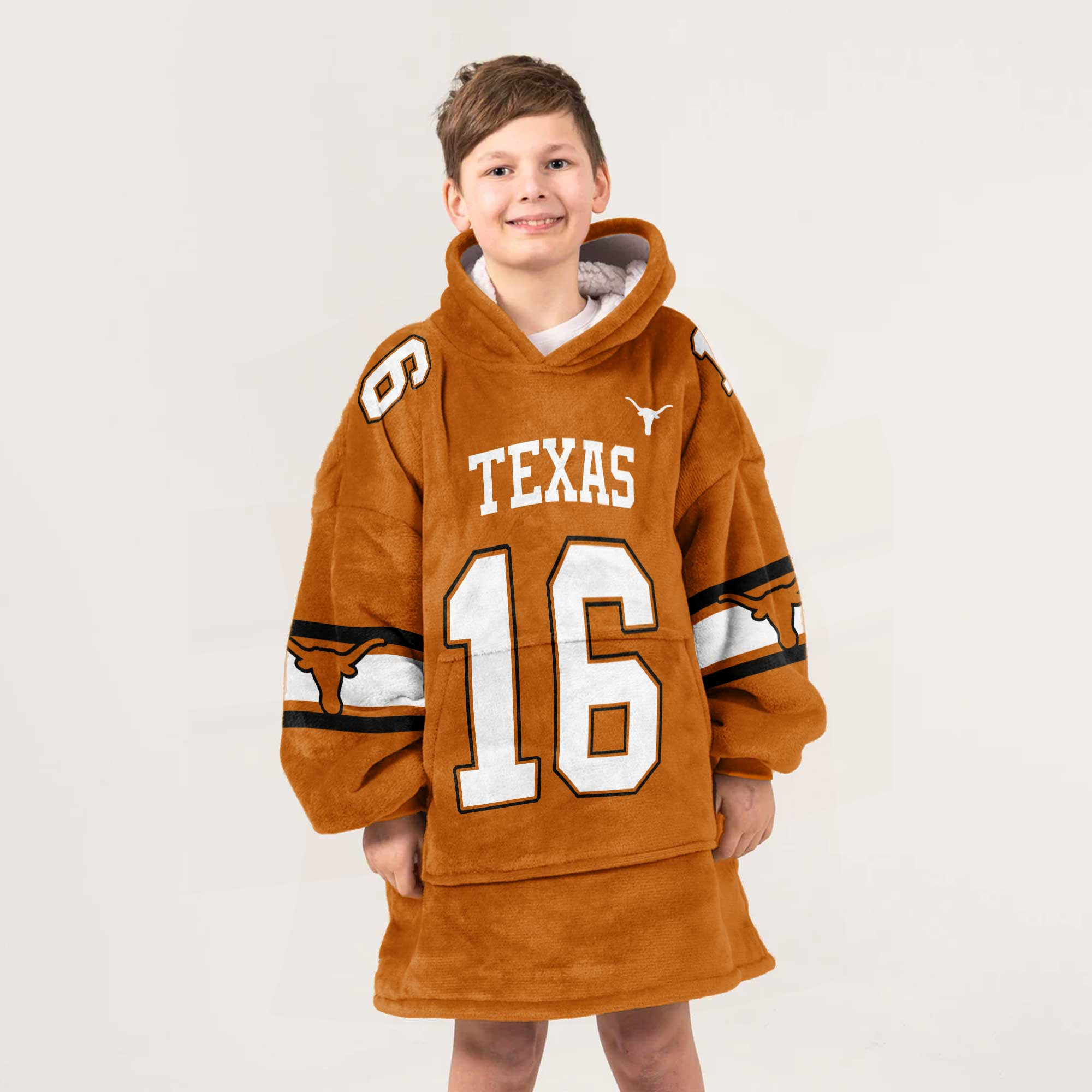 Adult 16 Texas Longhorns Football Unisex Blanket Hoodie
