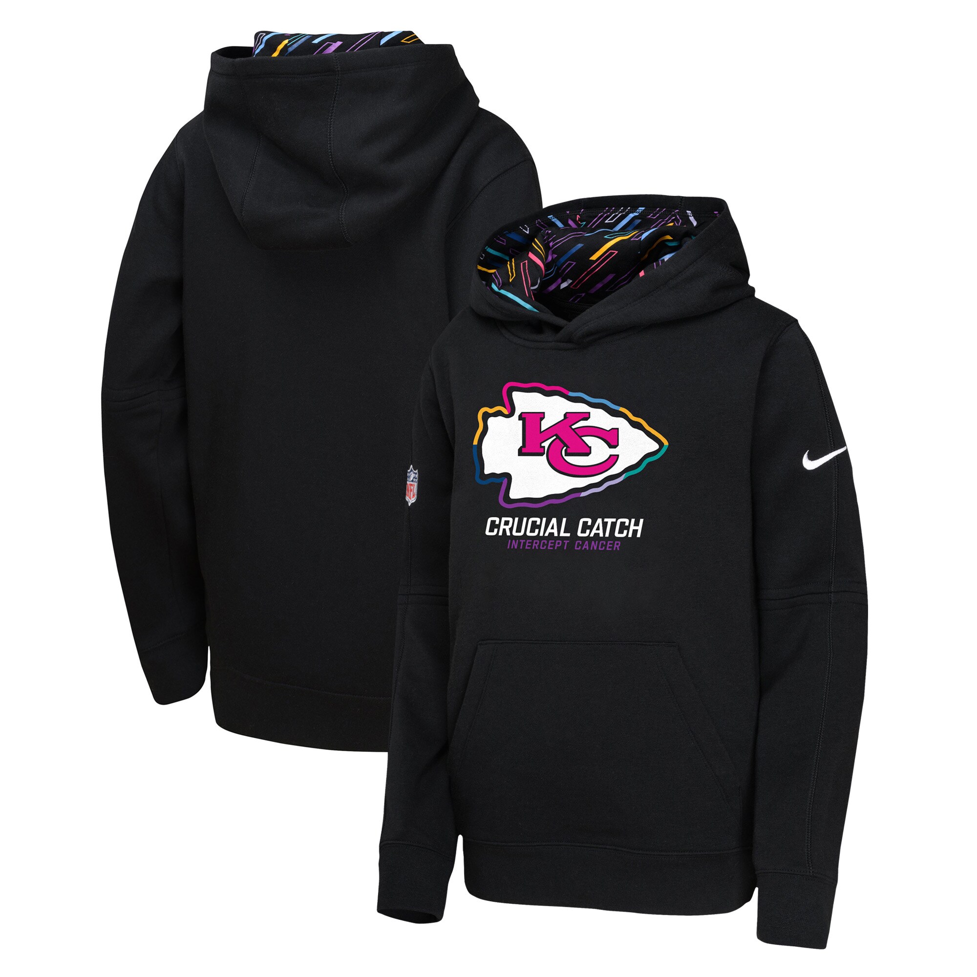 Kansas City Chiefs Youth 2024 NFL Crucial Catch Pullover Hoodie - Black