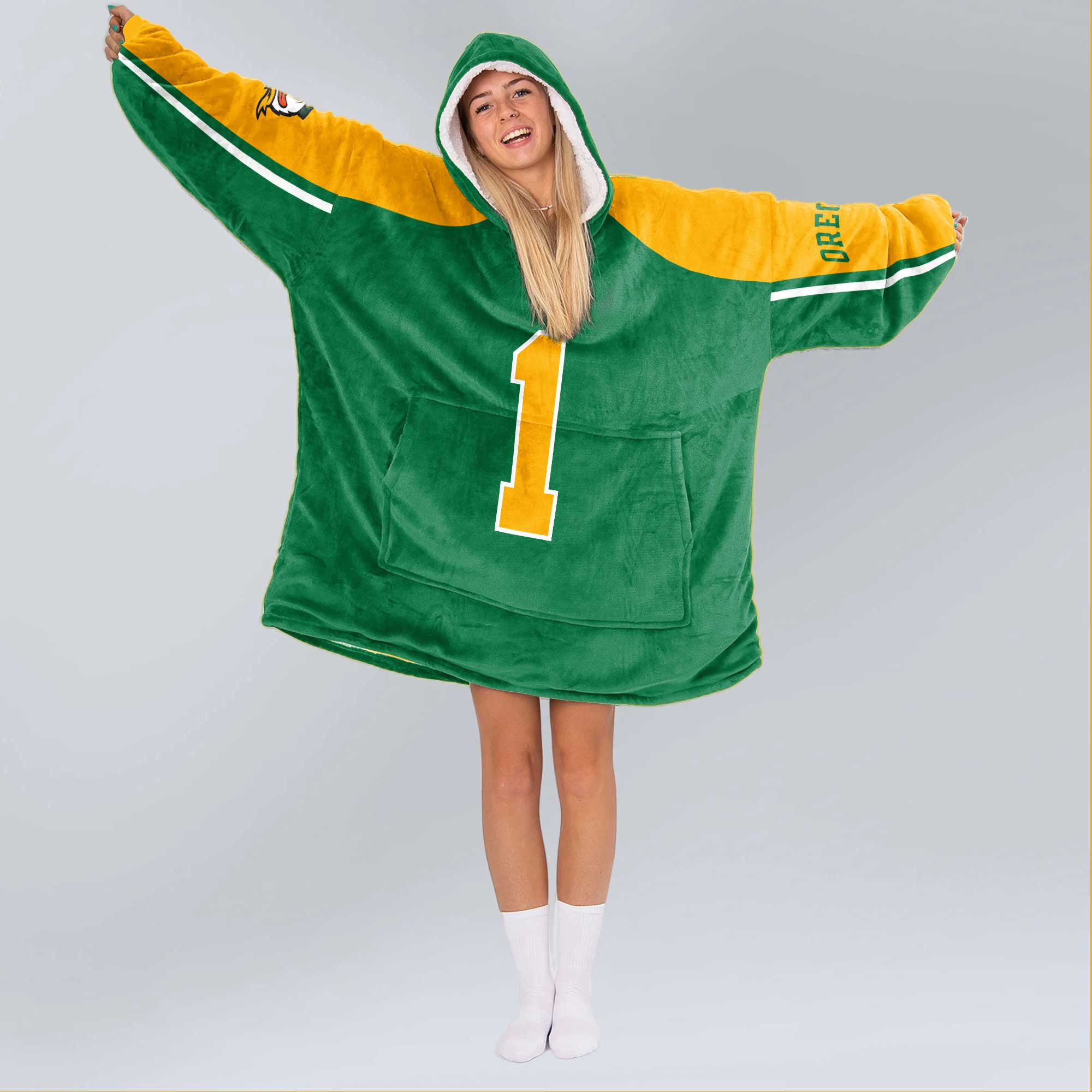 Adult Oregon Football Unisex Blanket Hoodie