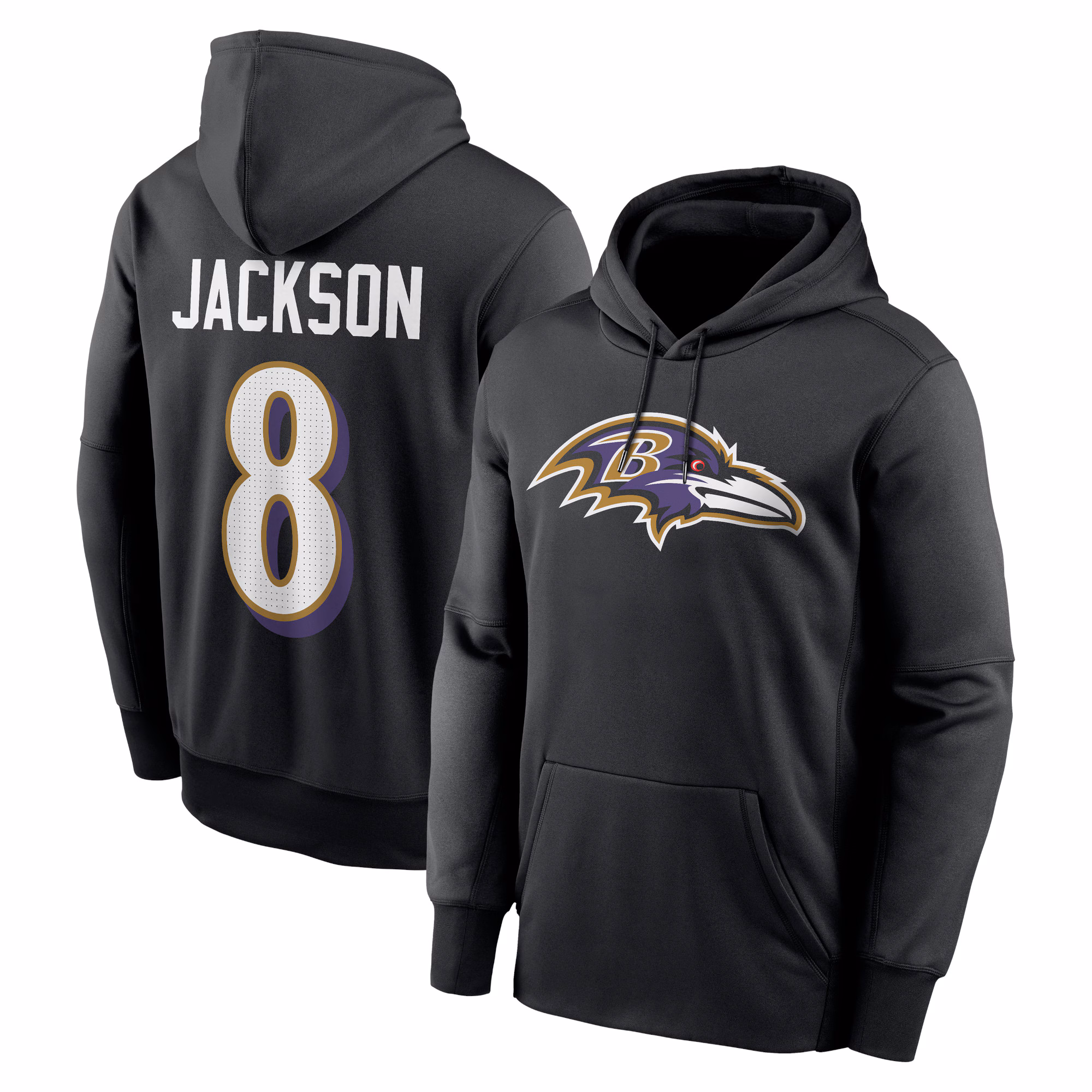 Lamar Jackson Baltimore Ravens Player Name & Number Performance Pullover Hoodie - Black