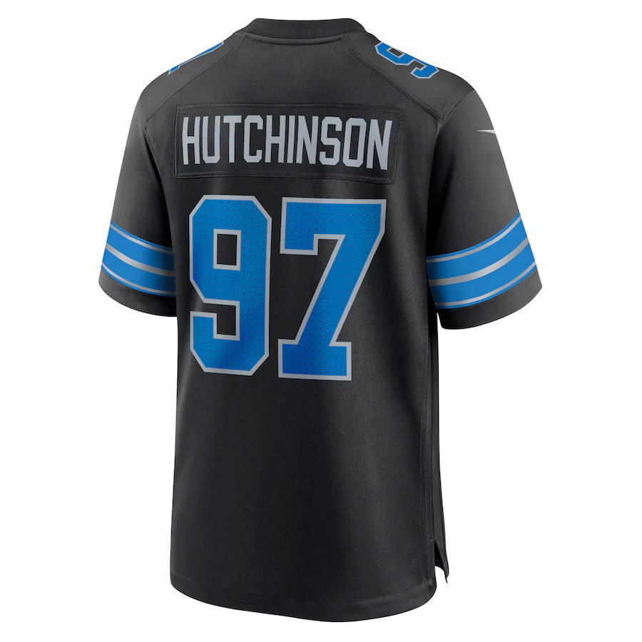 Men's Aidan Hutchinson #97 Black Detroit Lions 2nd Alternate Game Jersey