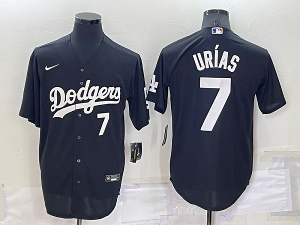 Men's  Los Angeles Dodgers #7 Julio Urias Black Stitched Cool Base MLB Jersey