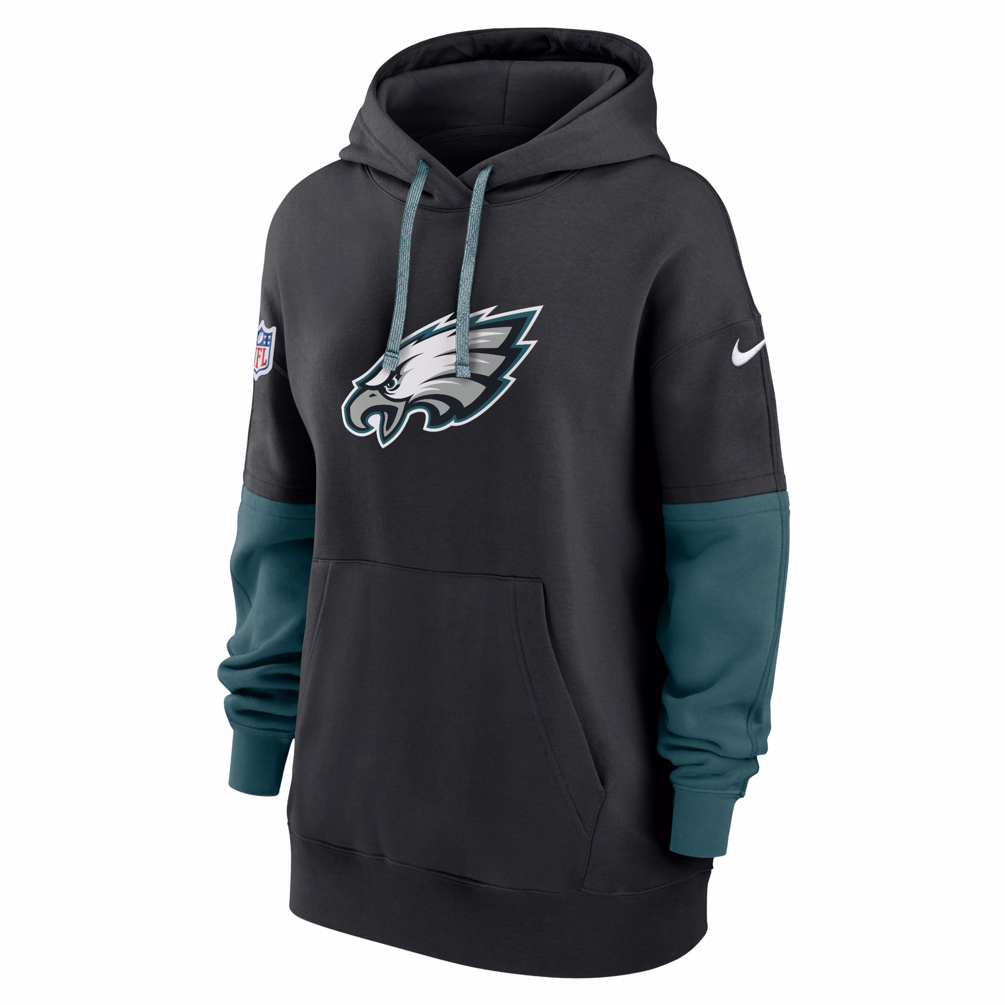 Philadelphia Eagles Women's 2024 Sideline Essential Fleece Pullover Hoodie - Black