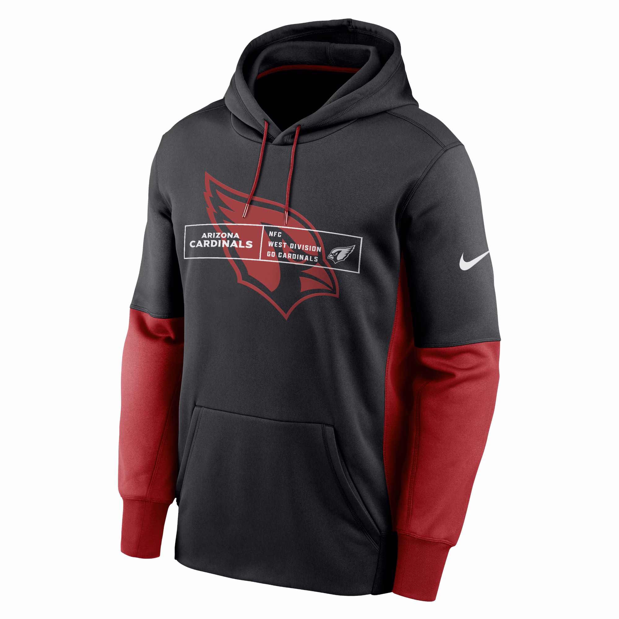 Arizona Cardinals Color Block Fleece Performance Pullover Hoodie - Black