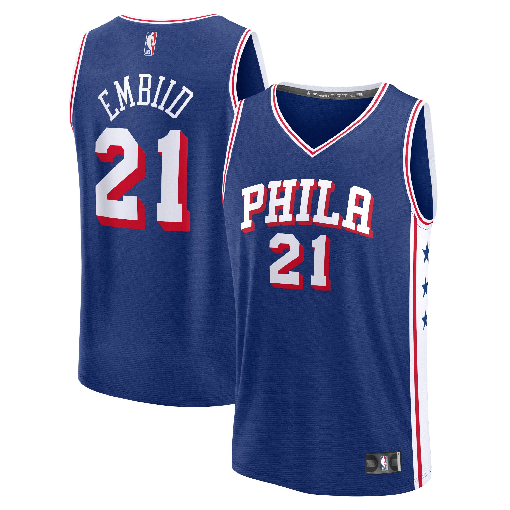 Men's Philadelphia 76ers Joel Embiid  Royal 2023/24 Fast Break Replica Jersey - Icon Edition