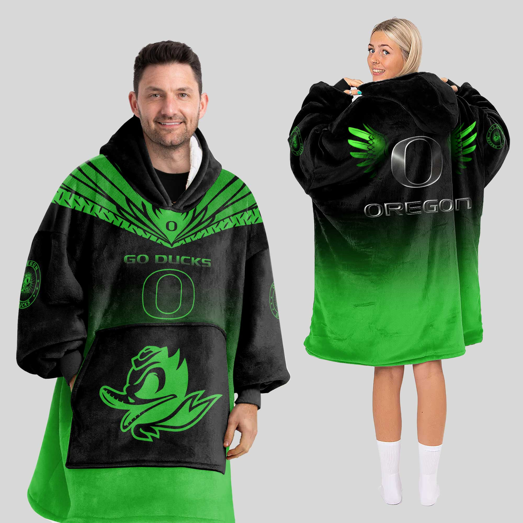 Adult Oregon Football Unisex Blanket Hoodie