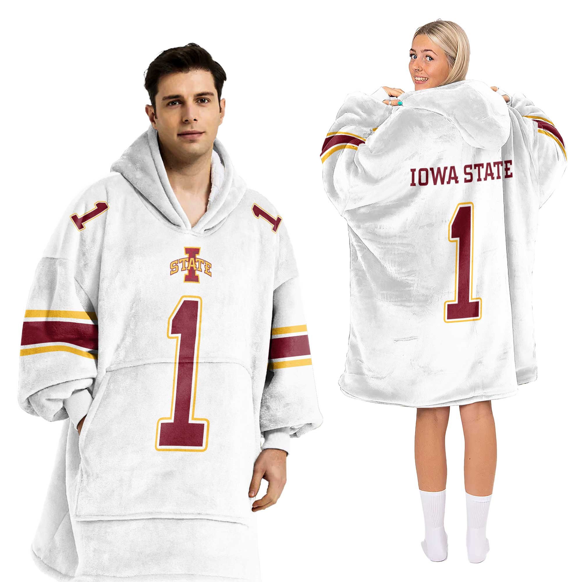 Adult #1 Iowa State Football Unisex Blanket Hoodie