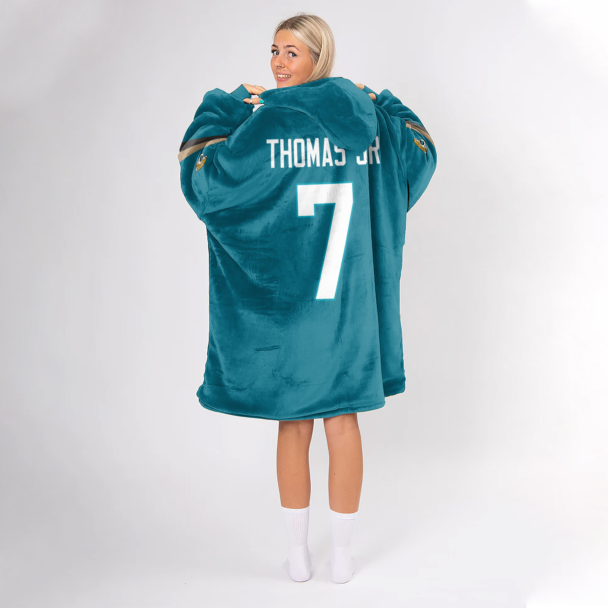 Adult 7 Jacksonville Football Unisex Blanket Hoodie