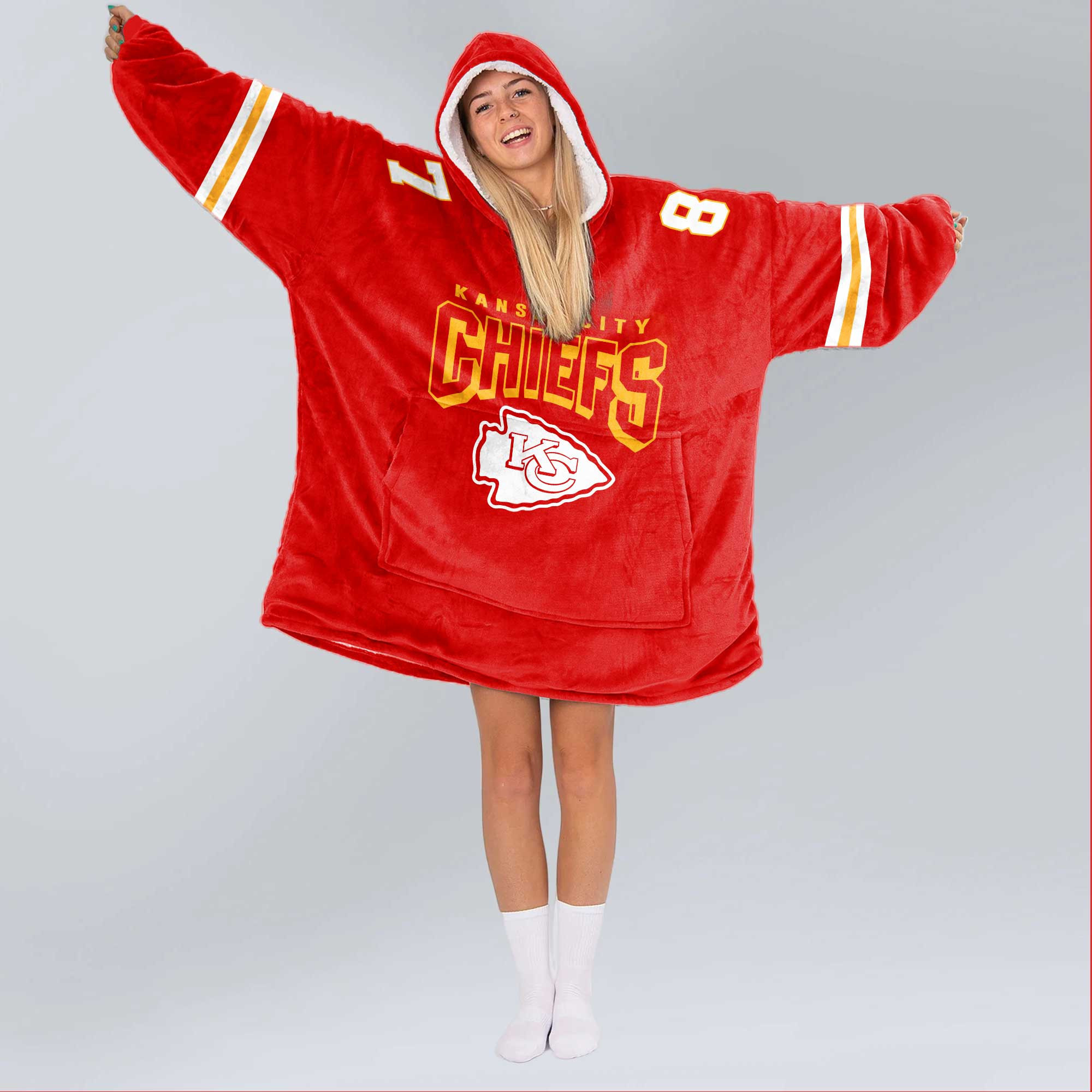 Adult T.K 87 Kansas City Football Unisex Blanket Hoodie