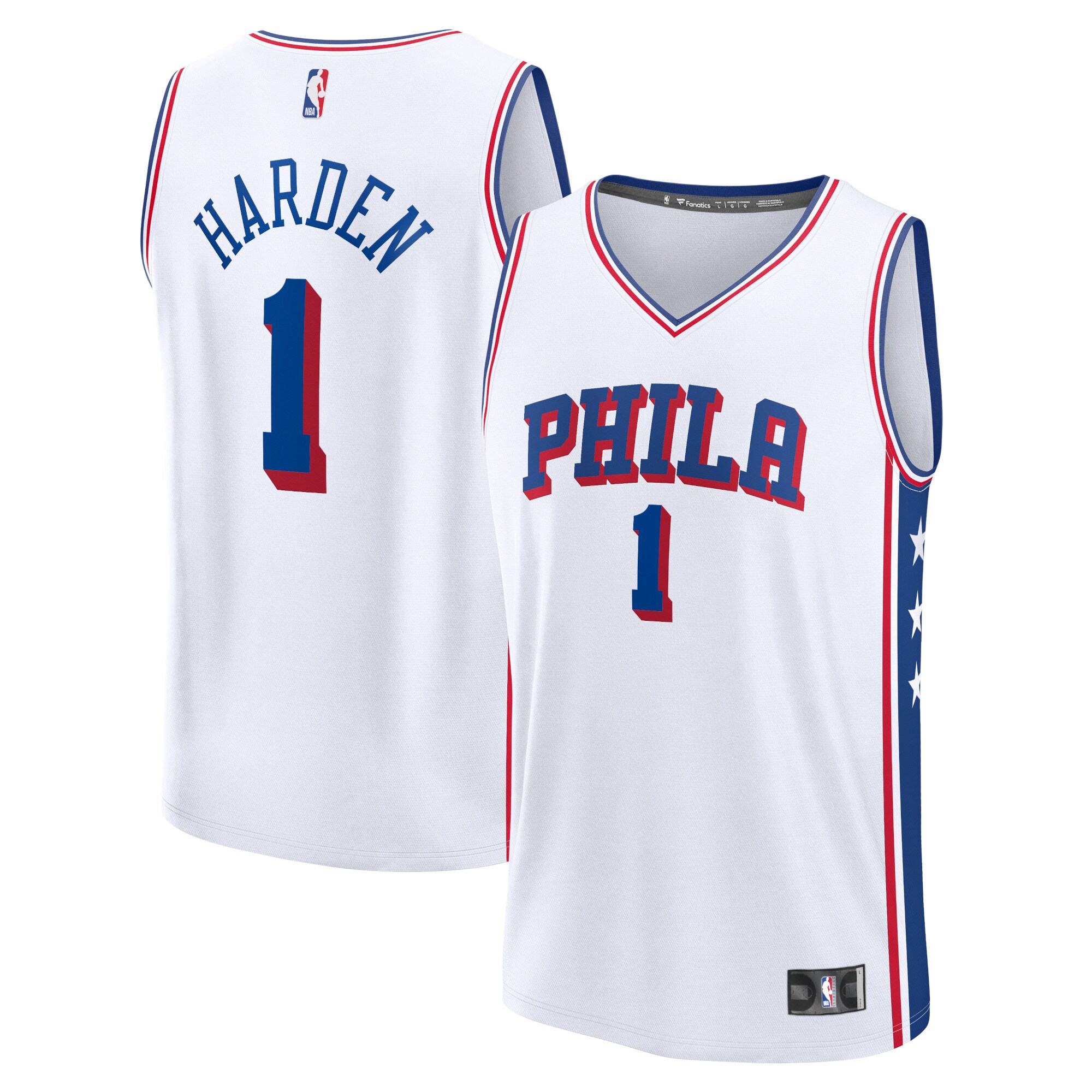 Men's Philadelphia 76ers James Harden  White 2023/24 Fast Break Replica Jersey - Association Edition