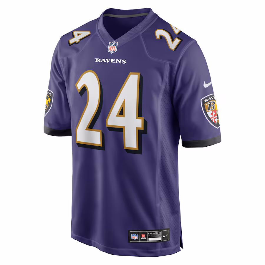 Men's Malaki Starks #24 Purple Baltimore Ravens Draft First Round Pick Game Jersey