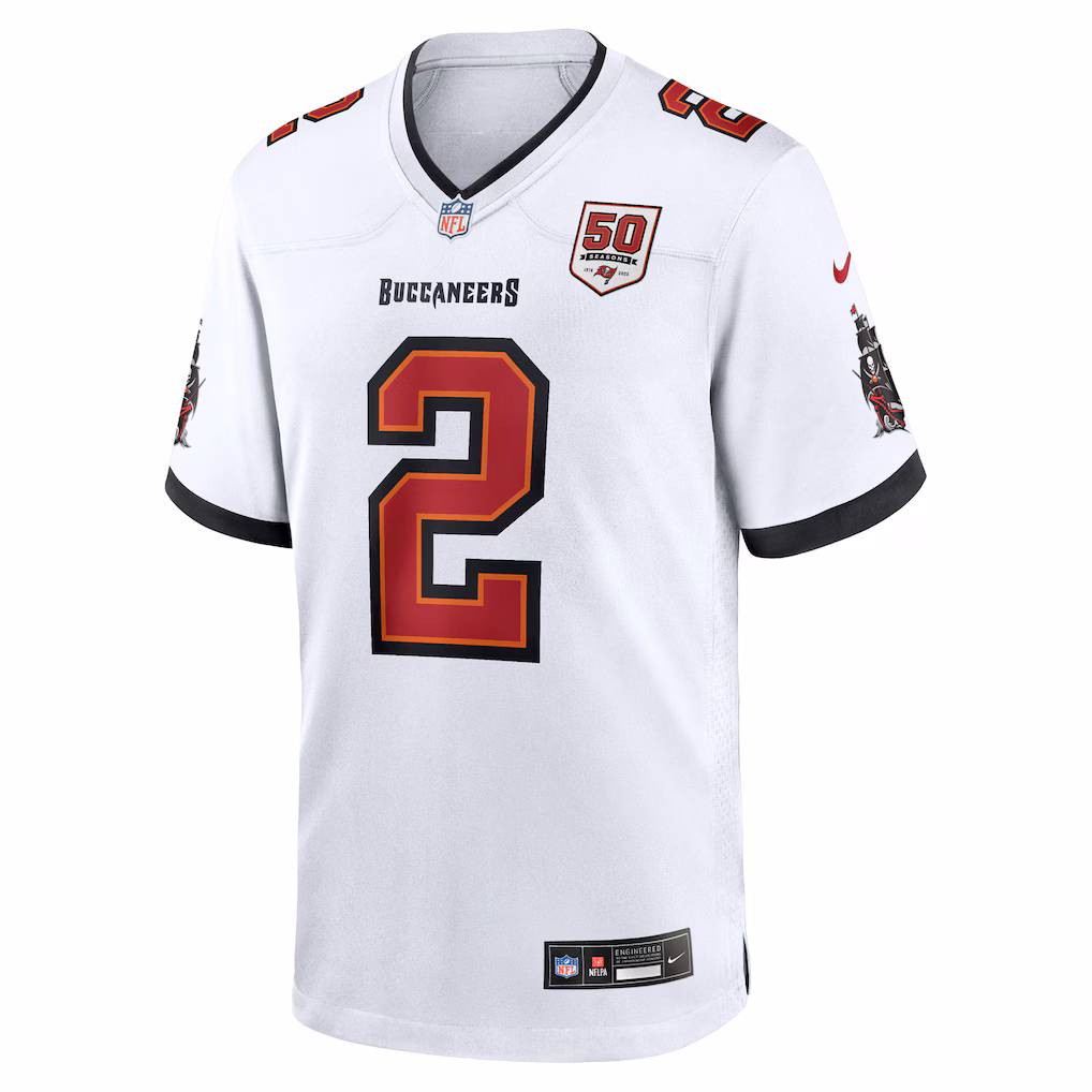 Emeka Egbuka #2 Tampa Bay Buccaneers 50th Season Game Jersey - White