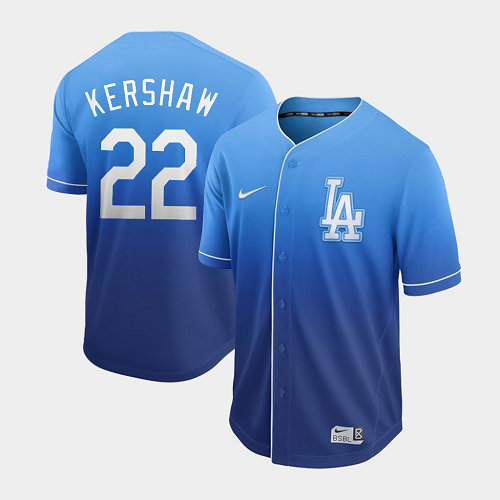 Men's  Los Angeles Dodgers #22 Clayton Kershaw Royal Fade MLB Jersey