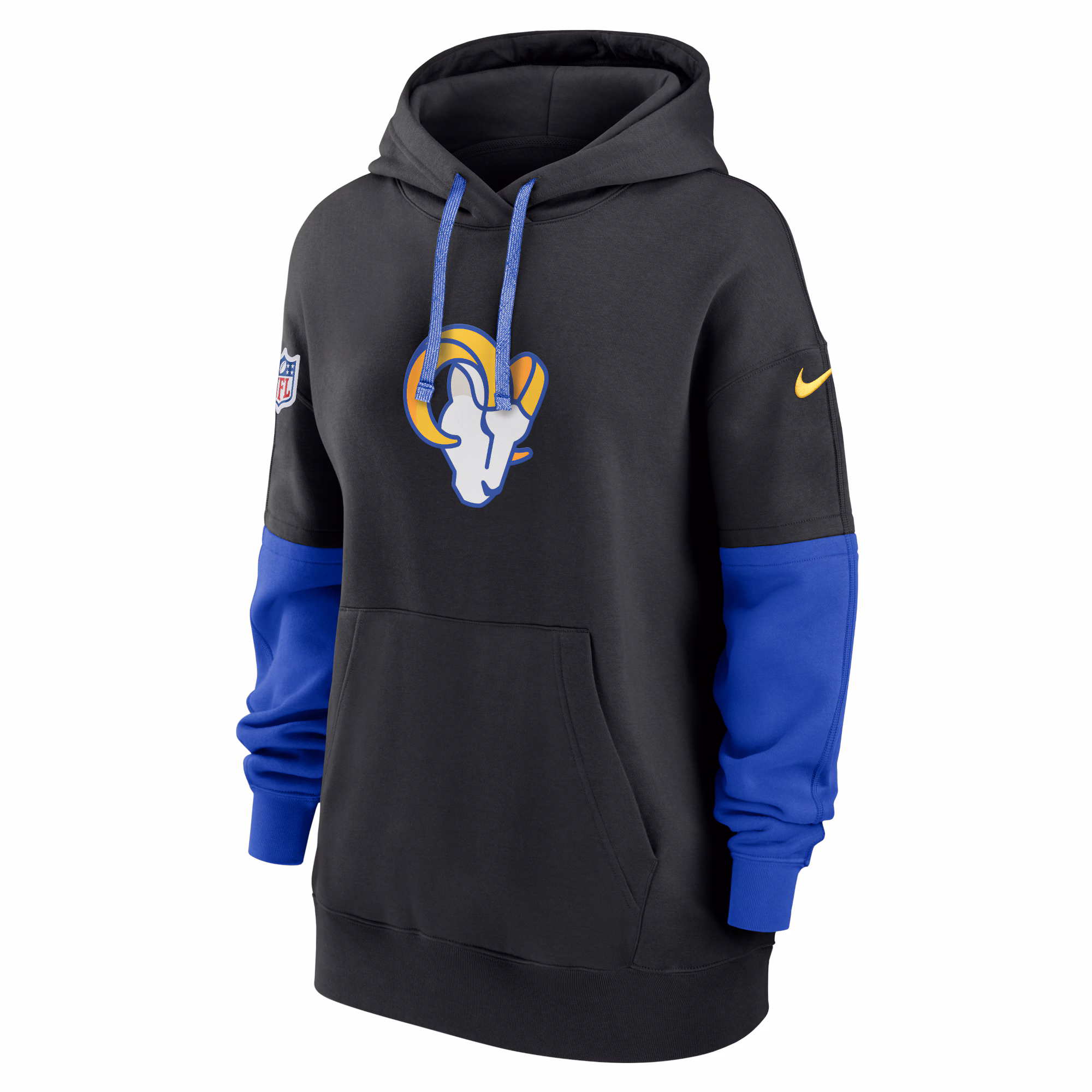 Los Angeles Rams Women's 2024 Sideline Essential Fleece Pullover Hoodie - Black