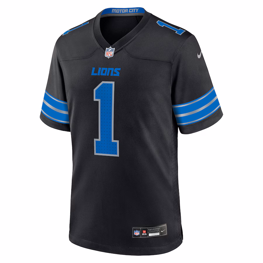 Men's Jameson Williams #1 Black Detroit Lions Alternate Game Player Jersey