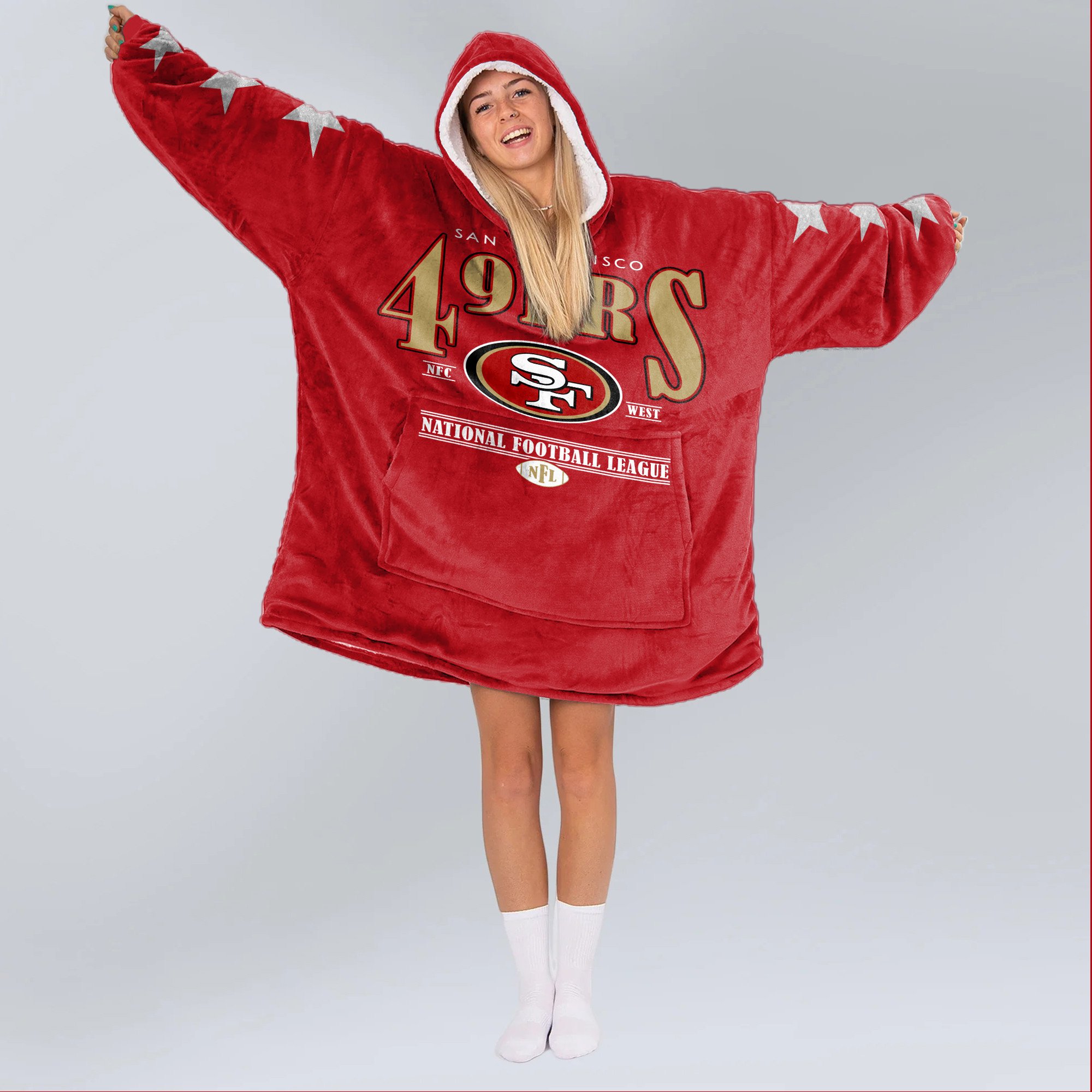Adult San Francisco 49ers Football Unisex Blanket Hoodie