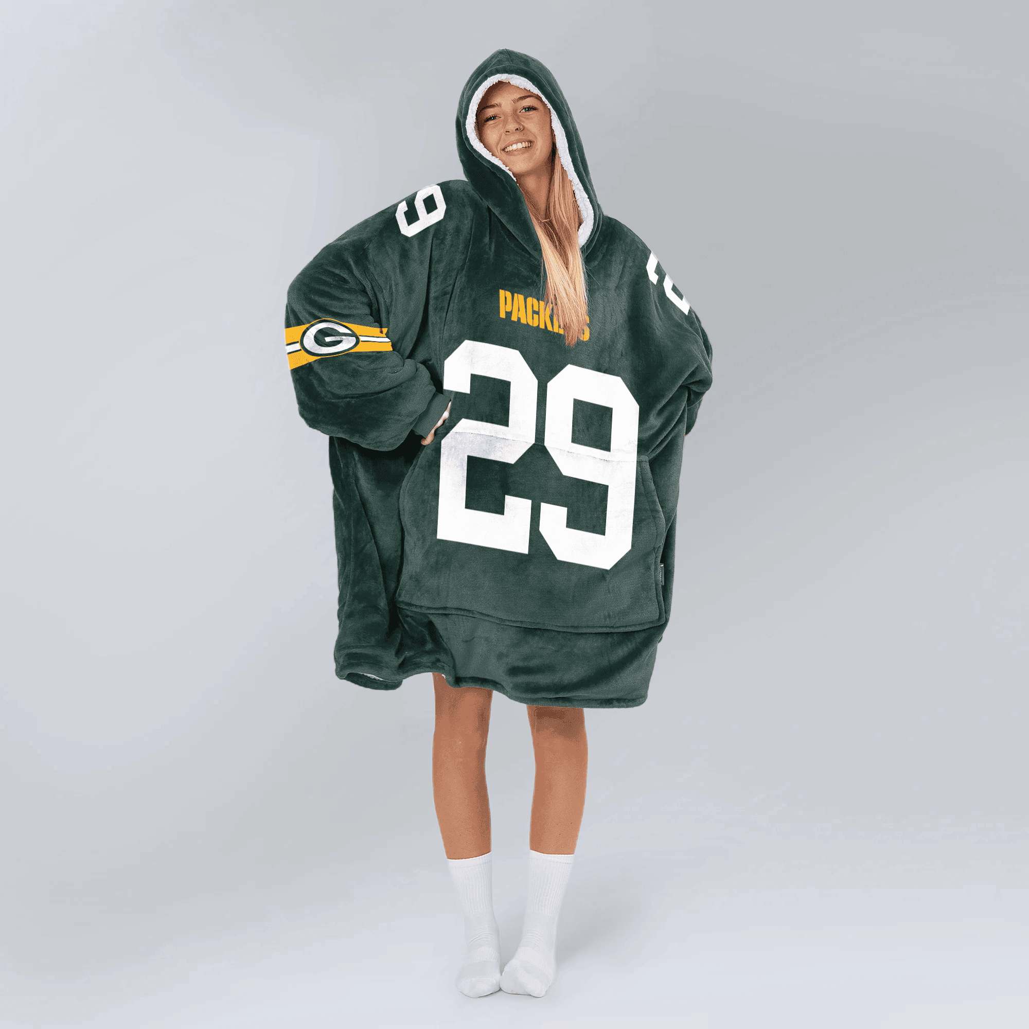 Adult 29 Green Bay Football Unisex Blanket Hoodie