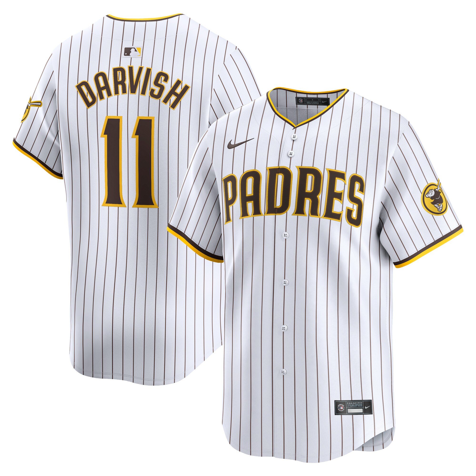 Men's San Diego Padres #11 Yu Darvish  White Home Limited Player Jersey