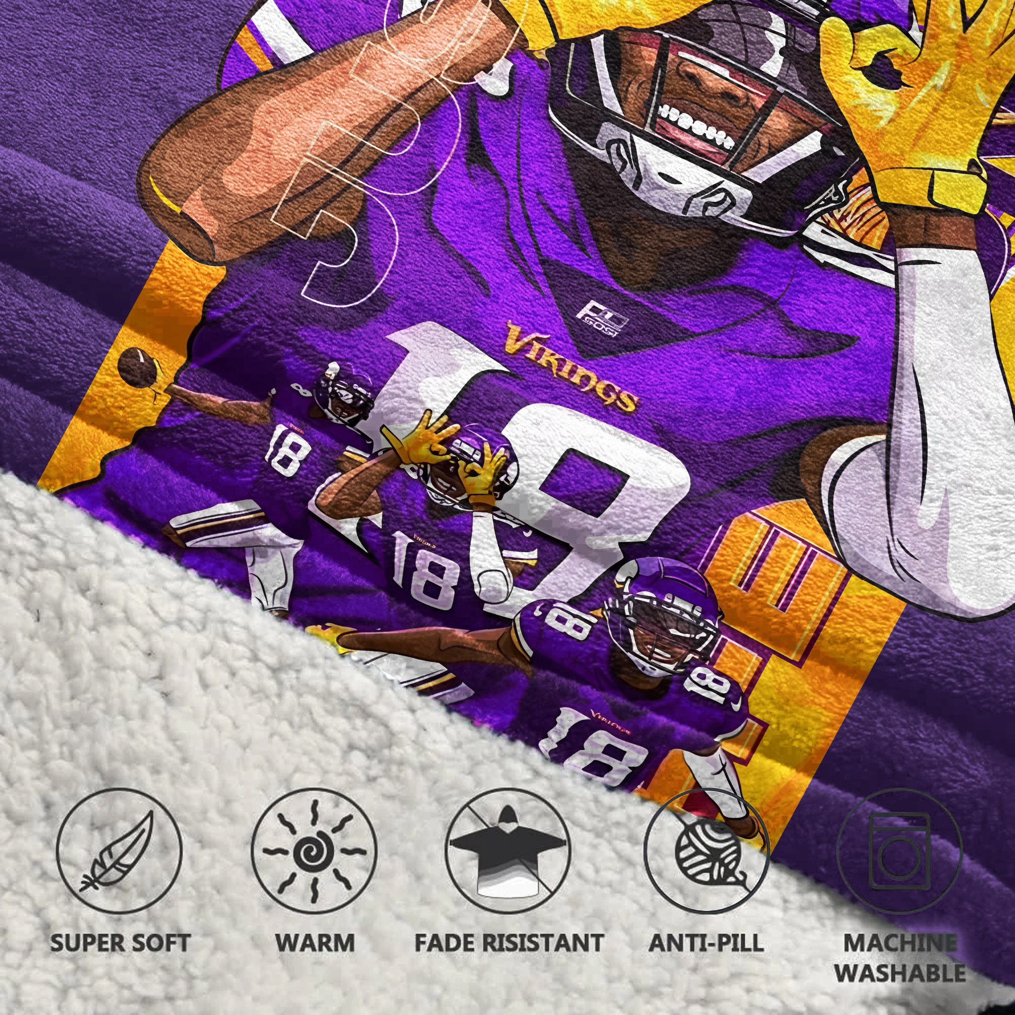 Adult JJ 18 Minnesota Football Unisex Blanket Hoodie