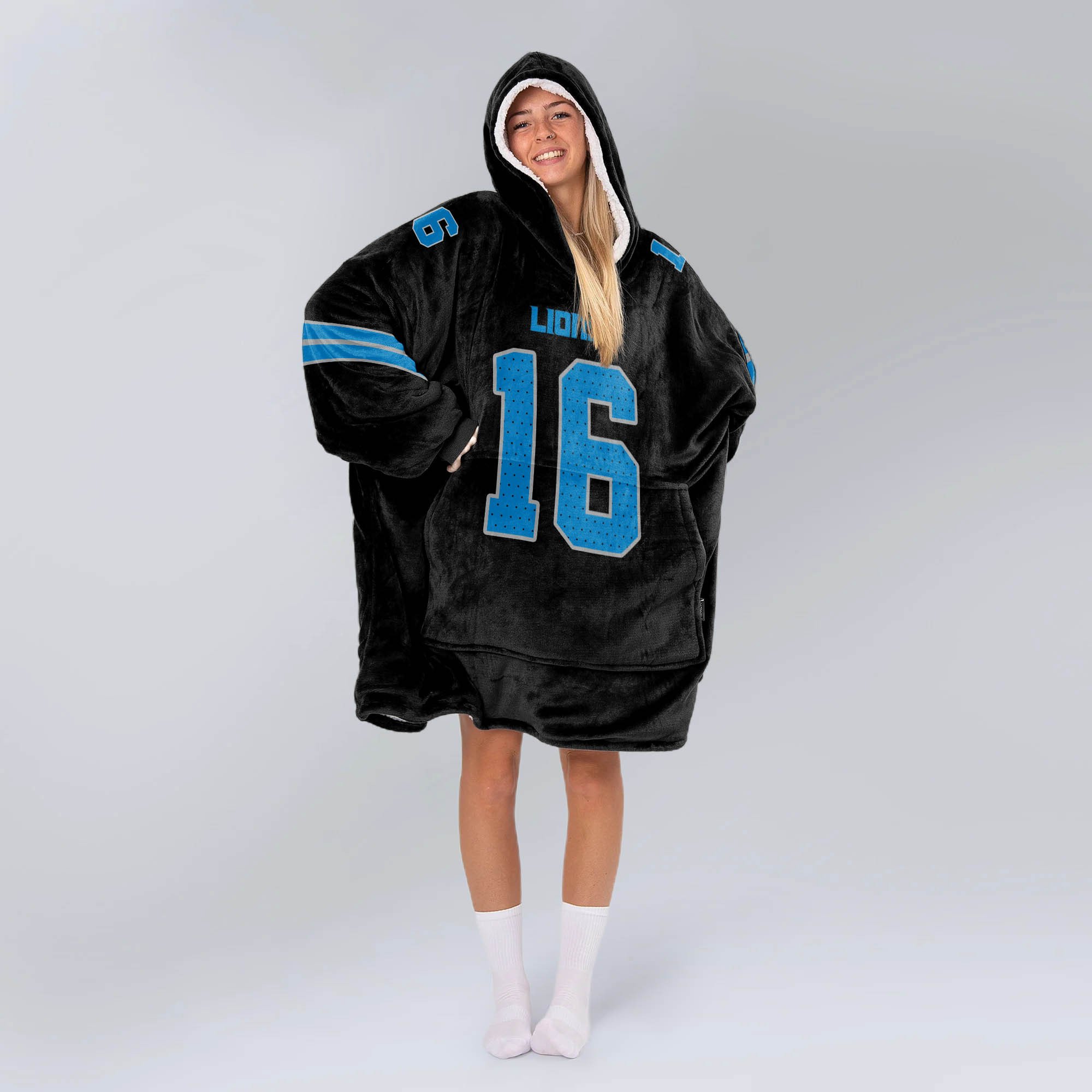 Adult J G 16 Detroit Lions Football Unisex Blanket Hoodie