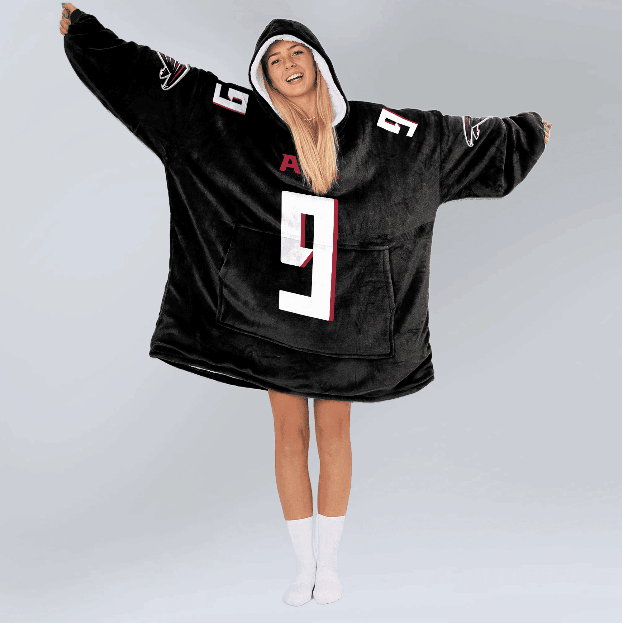 Adult 9 Atlanta Football Unisex Blanket Hoodie