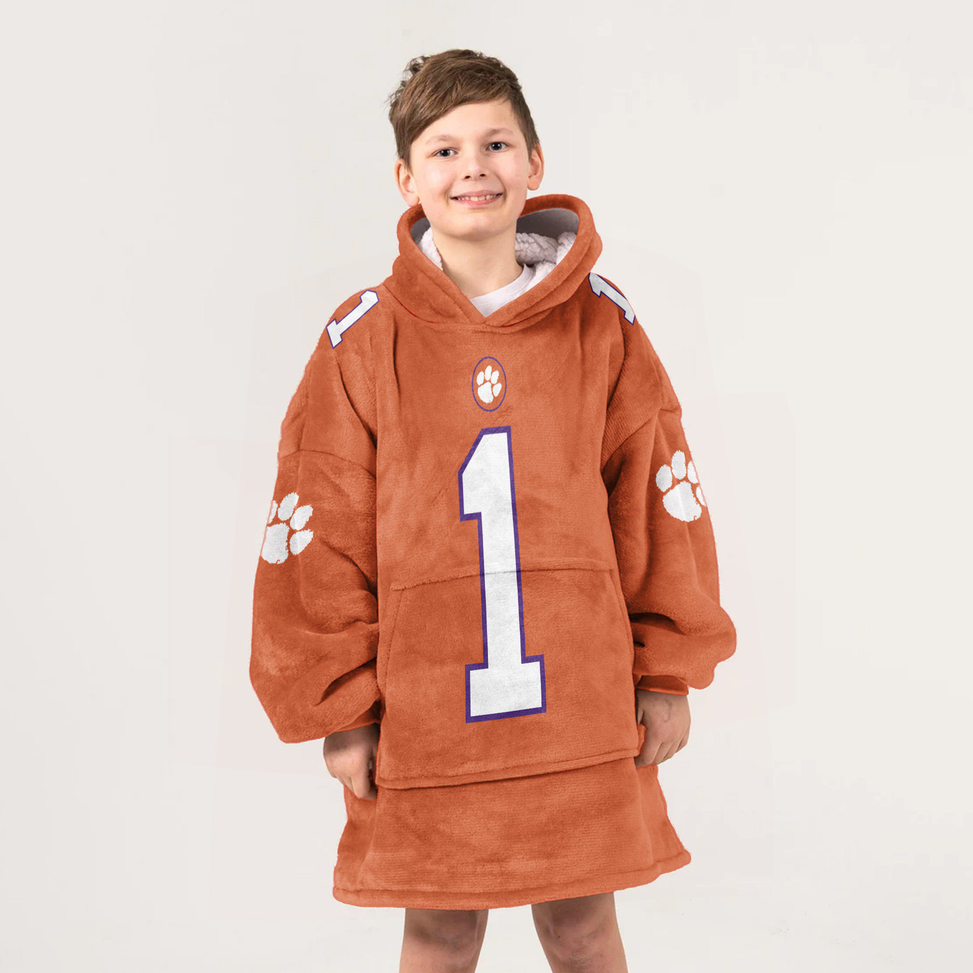 Adult #1 Clemson Football Unisex Blanket Hoodie