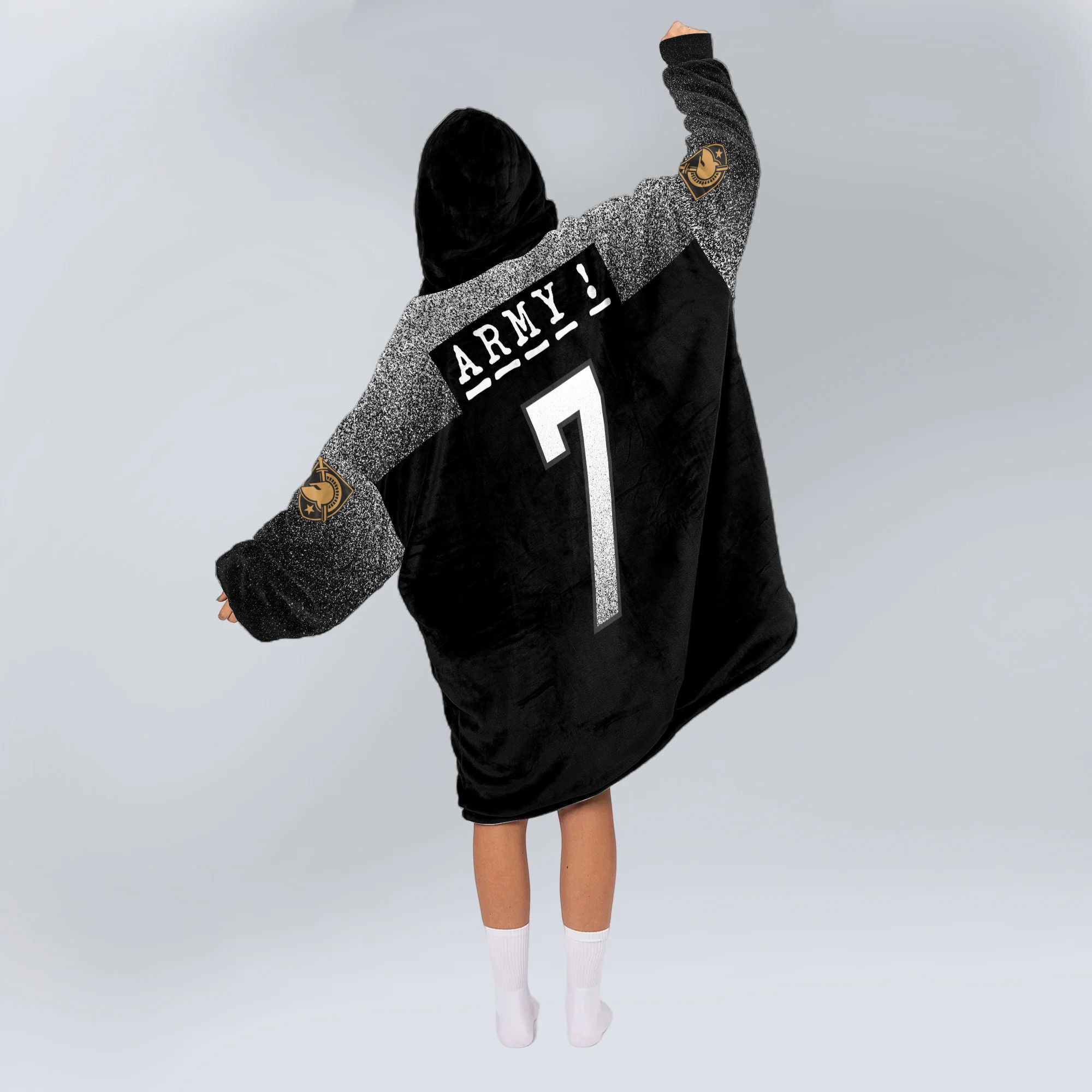 Adult #7 Army Football Unisex Blanket Hoodie