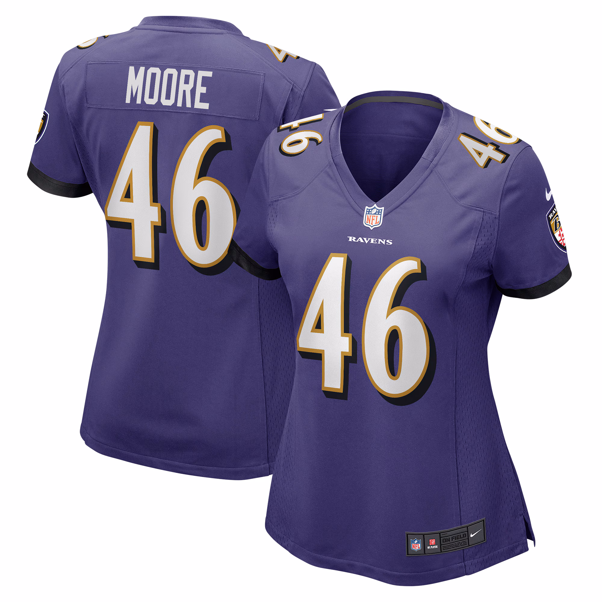 Nick Moore Baltimore Ravens Women's Game Player Jersey - Purple