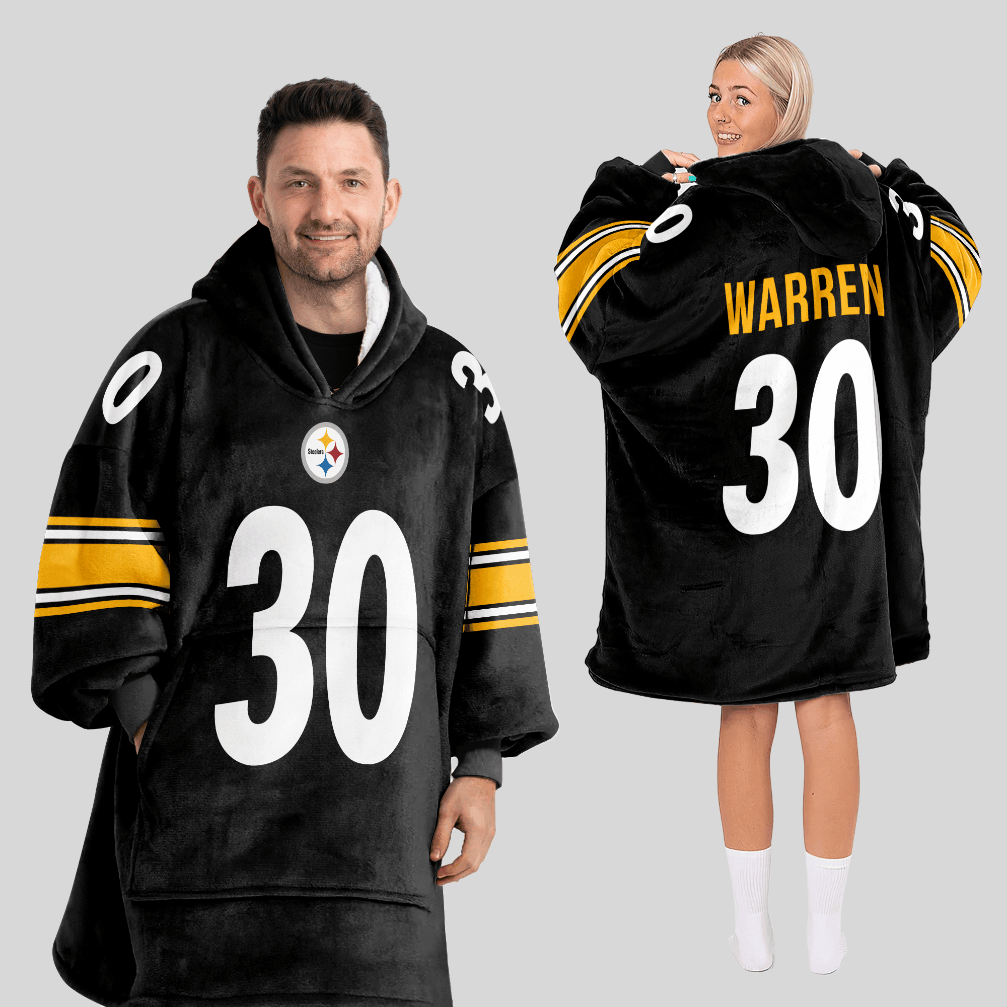 Adult 30 Pittsburgh Football Unisex Blanket Hoodie