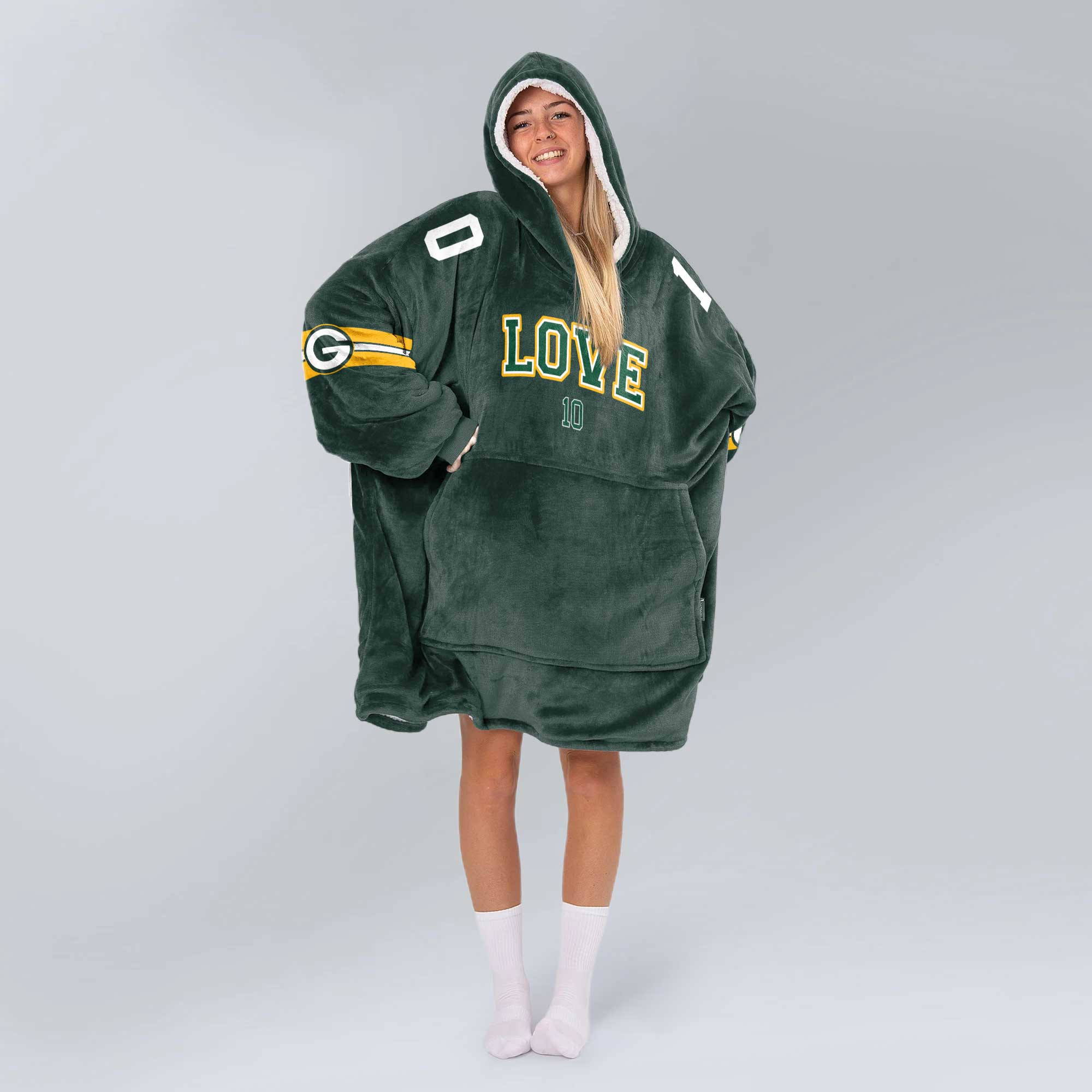 J.L 10 Green Bay Football Unisex Blanket Hoodie