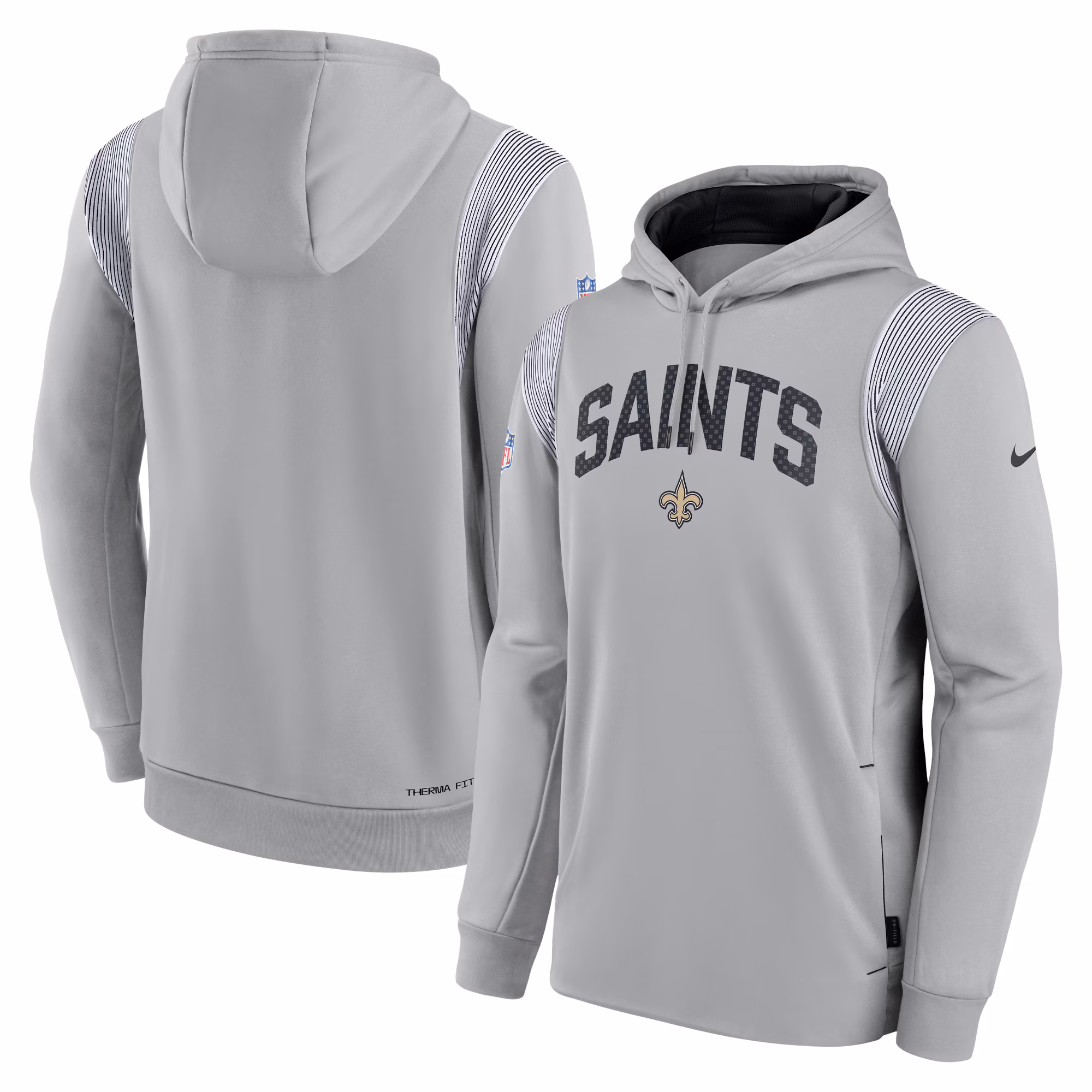 New Orleans Saints Sideline Athletic Stack Performance Pullover Hoodie - Gray