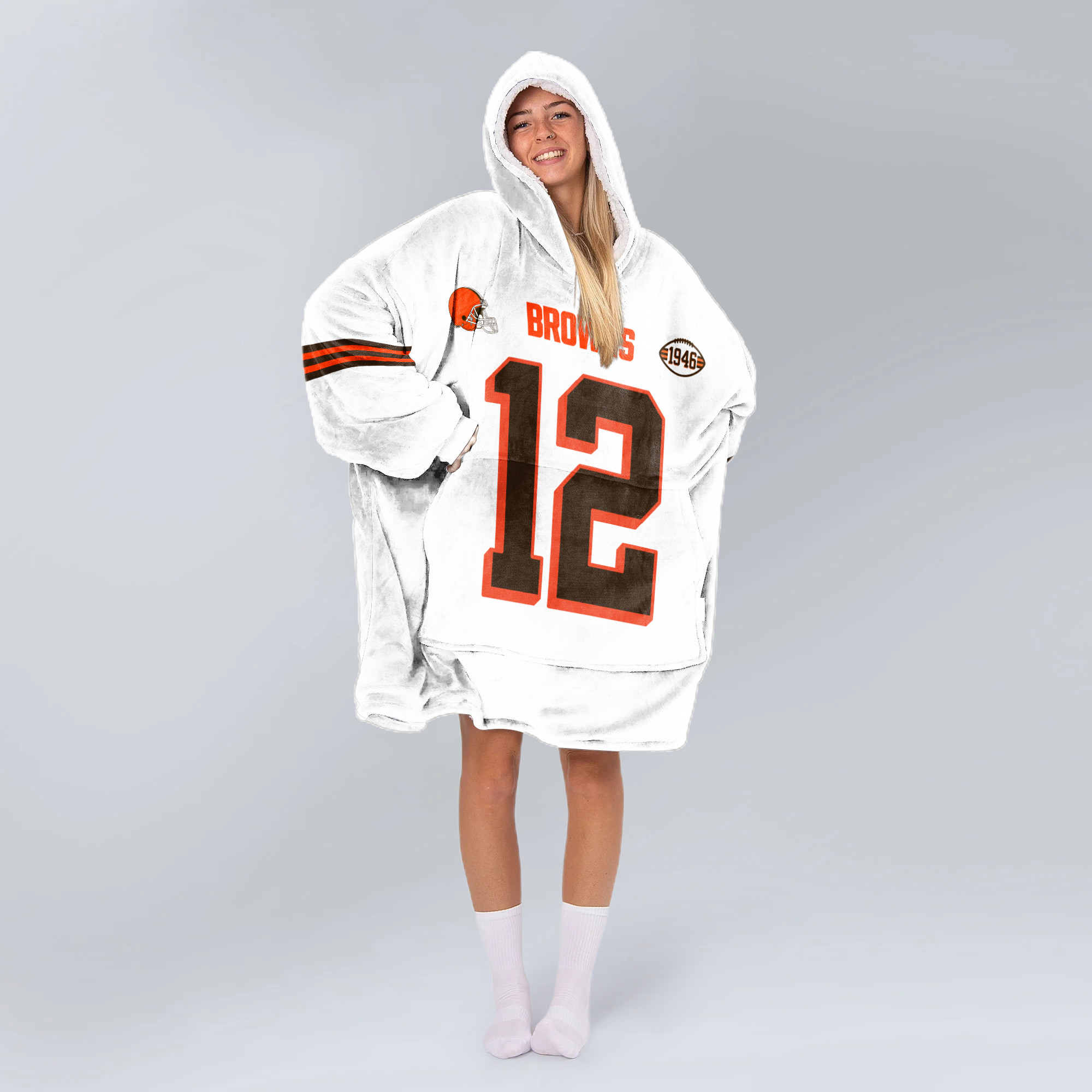 Adult S.S 12 Cleveland Football Unisex Blanket Hoodie
