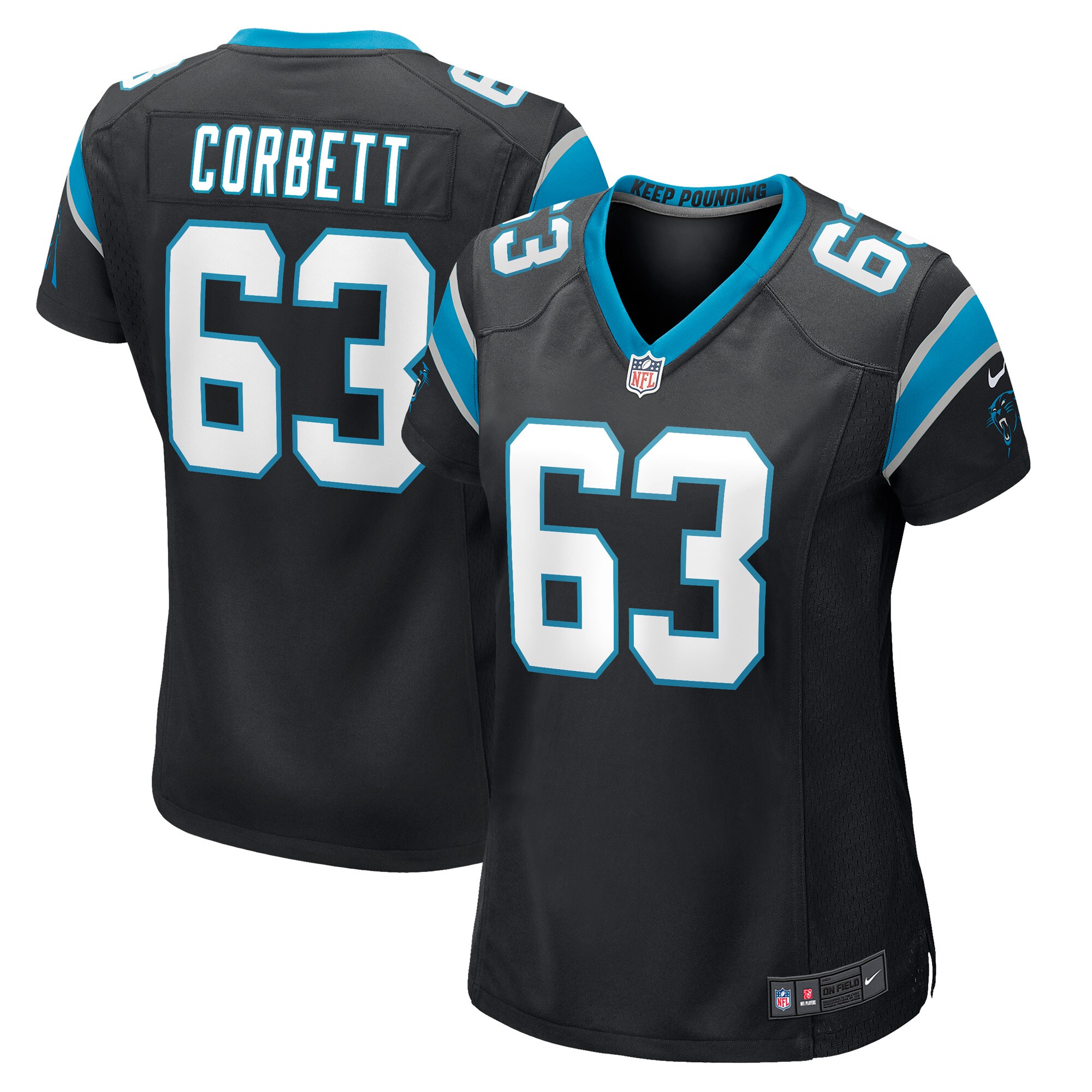 Austin Corbett Carolina Panthers  Women's Game Jersey - Black