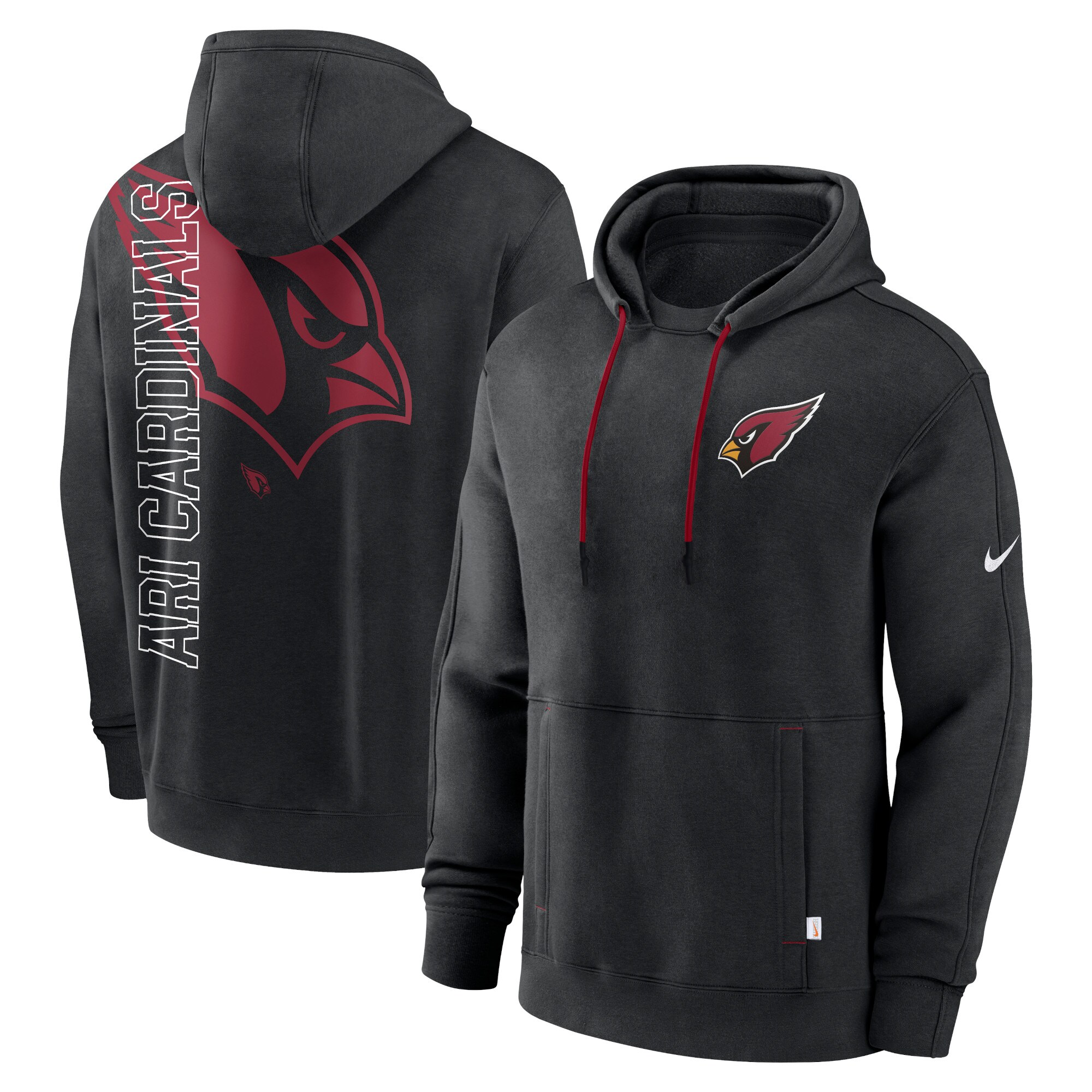 Arizona Cardinals  Layered Logo Statement Pullover Hoodie - Black