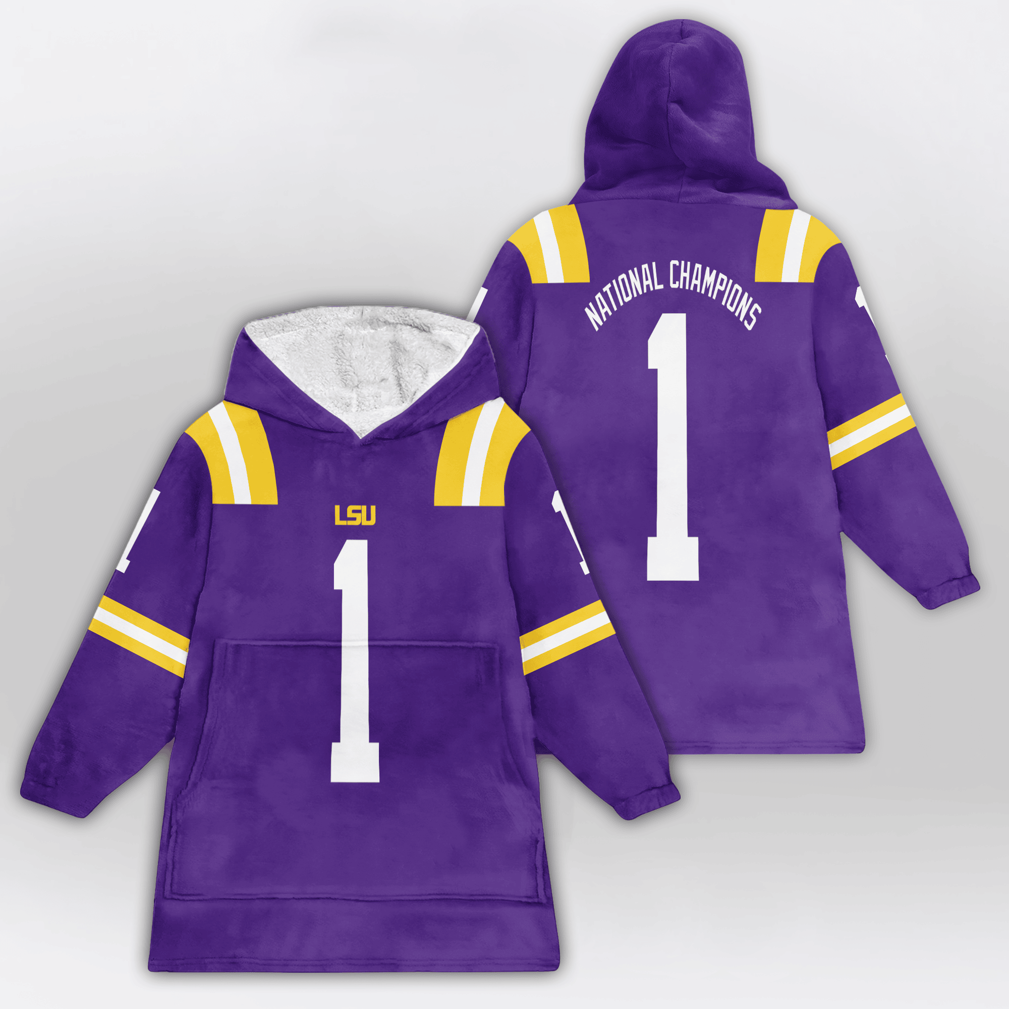 Adult #1 LSU Football Unisex Blanket Hoodie