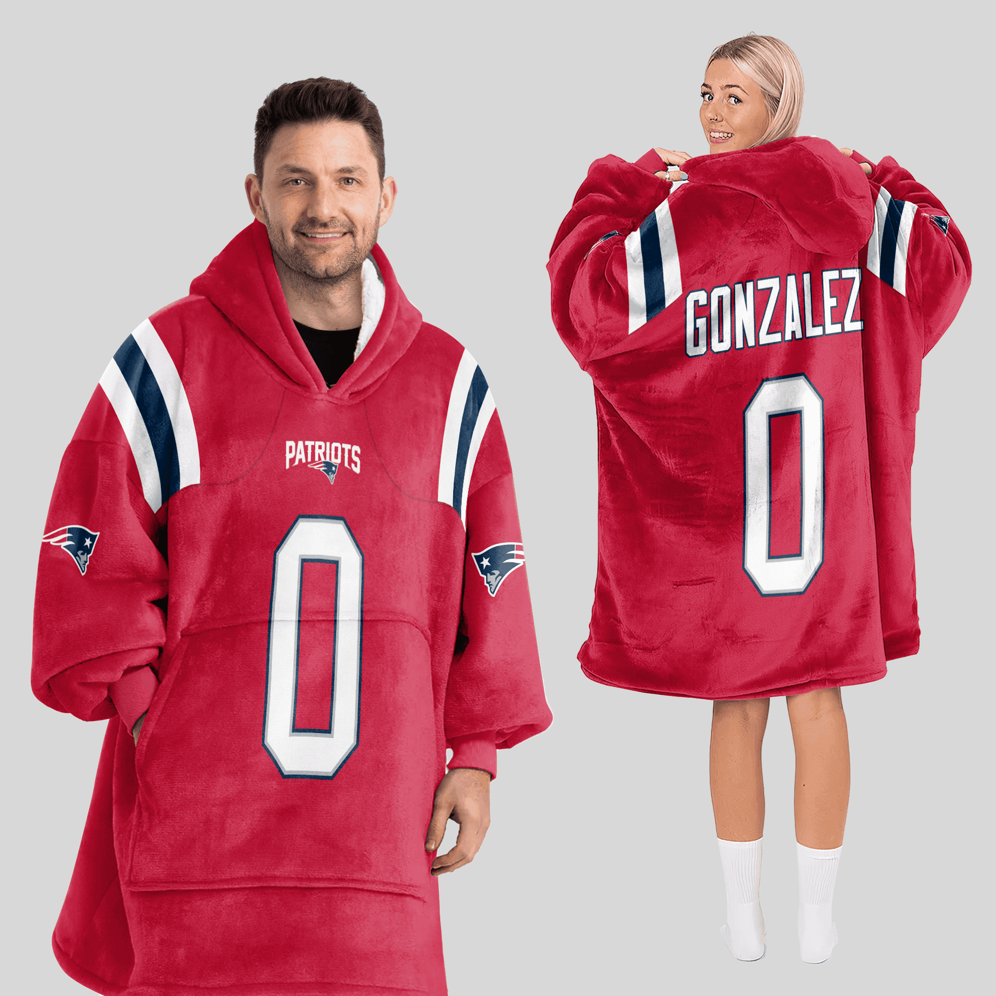 Adult 0 New England Football Unisex Blanket Hoodie
