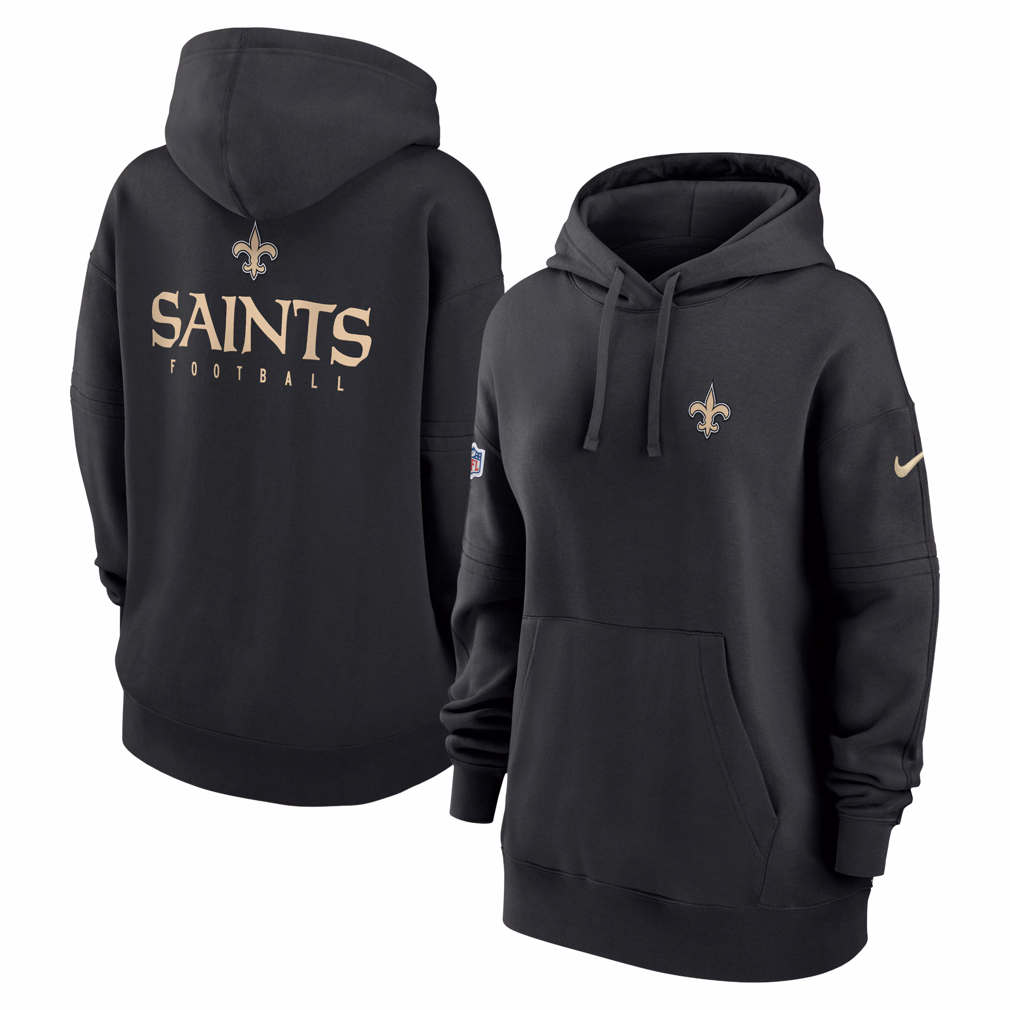 New Orleans Saints Women's 2023 Sideline Club Fleece Pullover Hoodie - Black