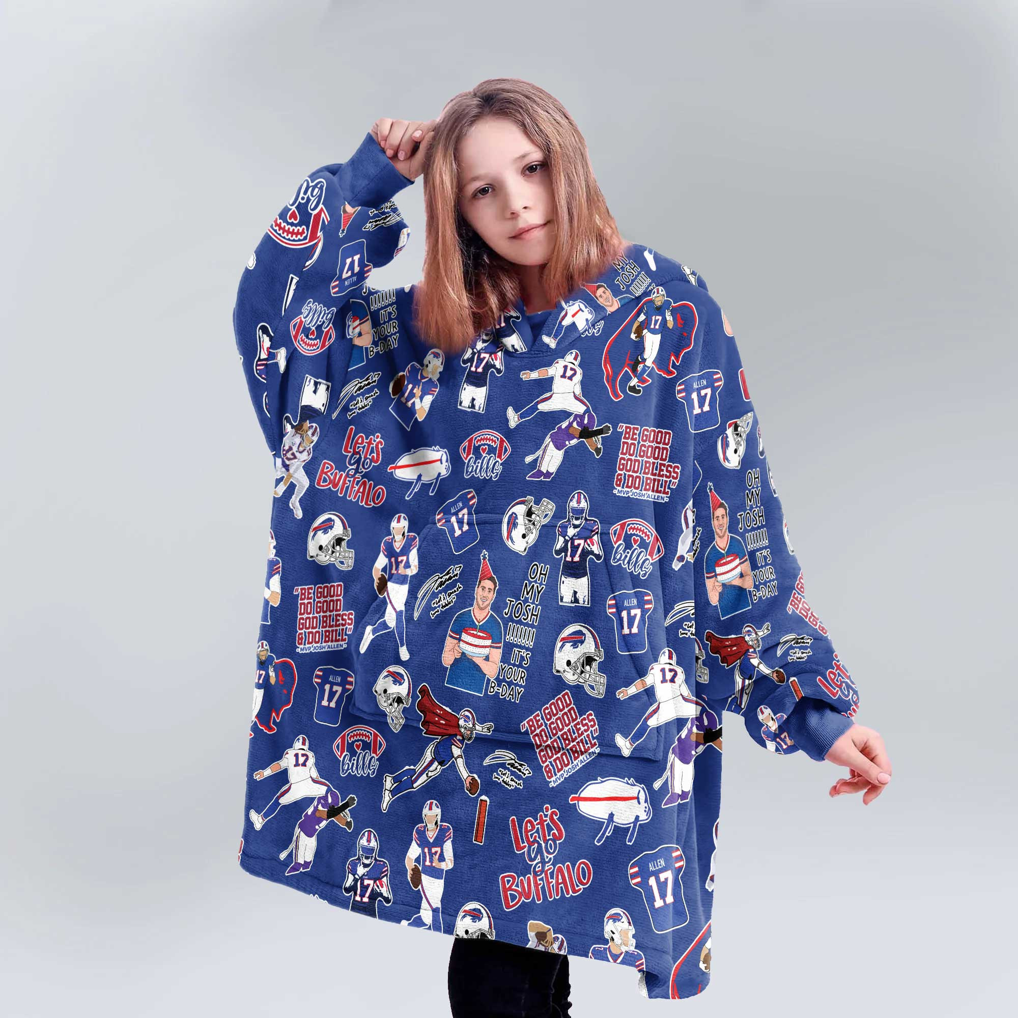 Pattern J.A 17 Buffalo Football Unisex Blanket Hoodie