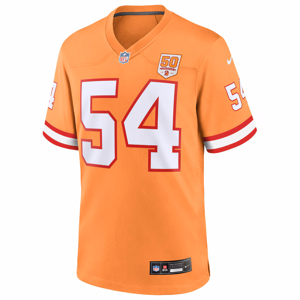Lavonte David #54 Tampa Bay Buccaneers 50th Season Game Jersey - Creamsicle